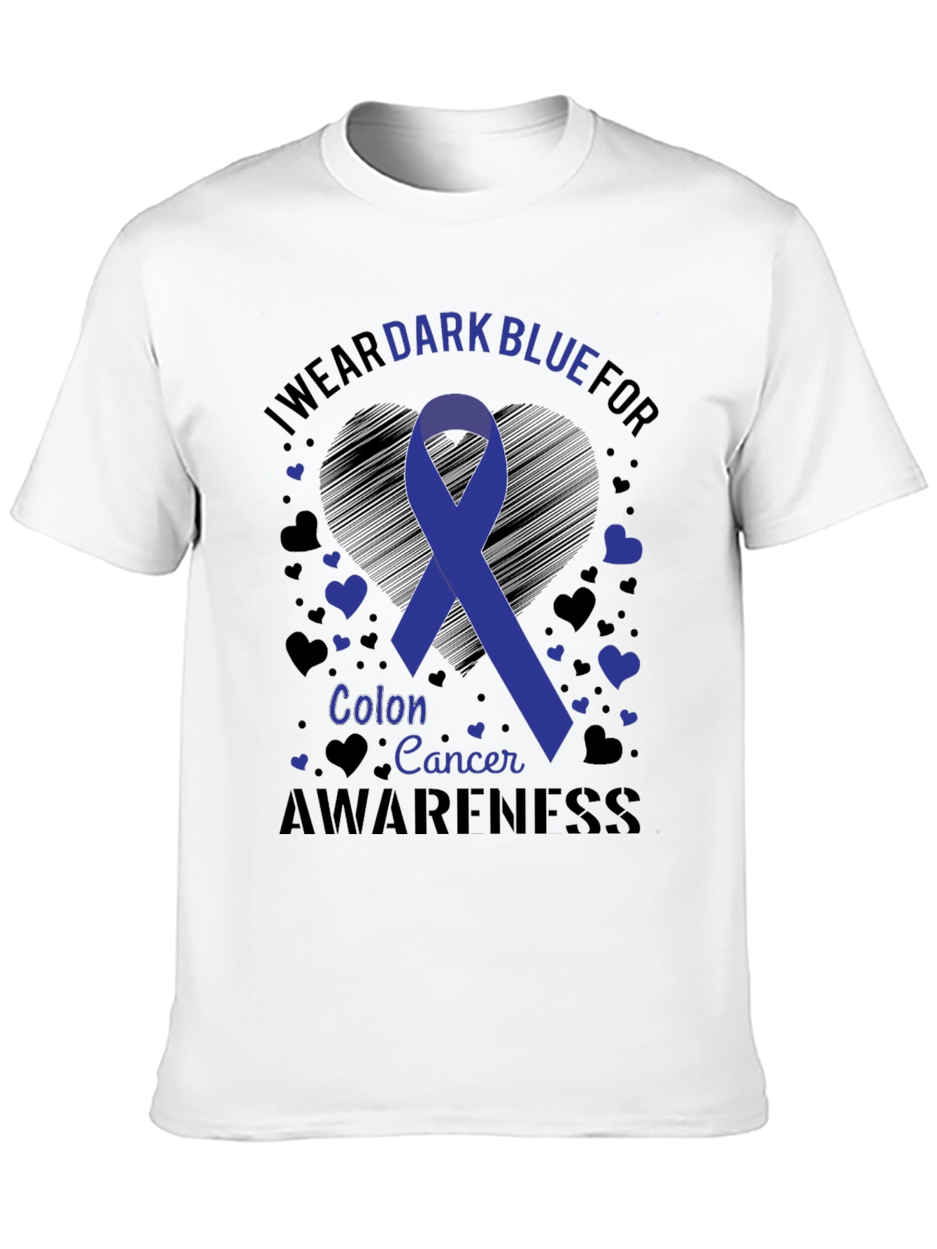 Dark Blue Colon Cancer Awareness Ribbon Tee
