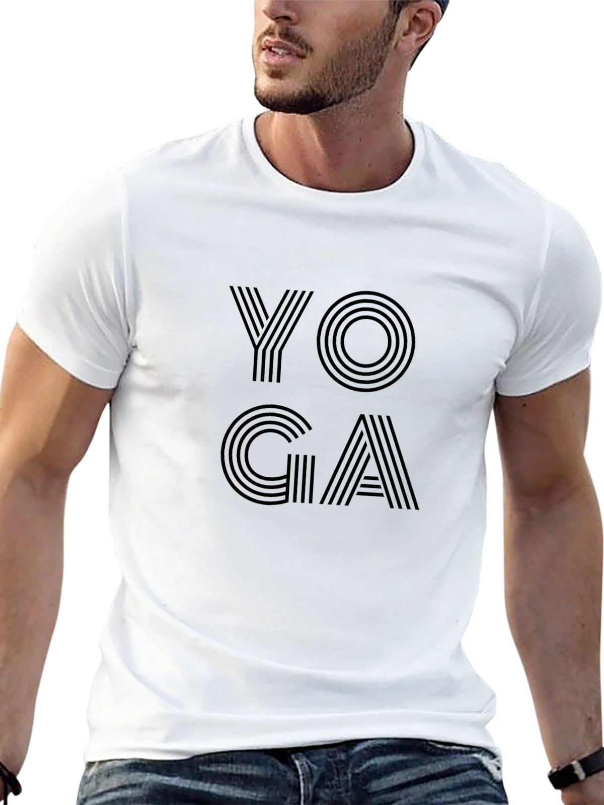Mens Black Yoga Graphic T-Shirt