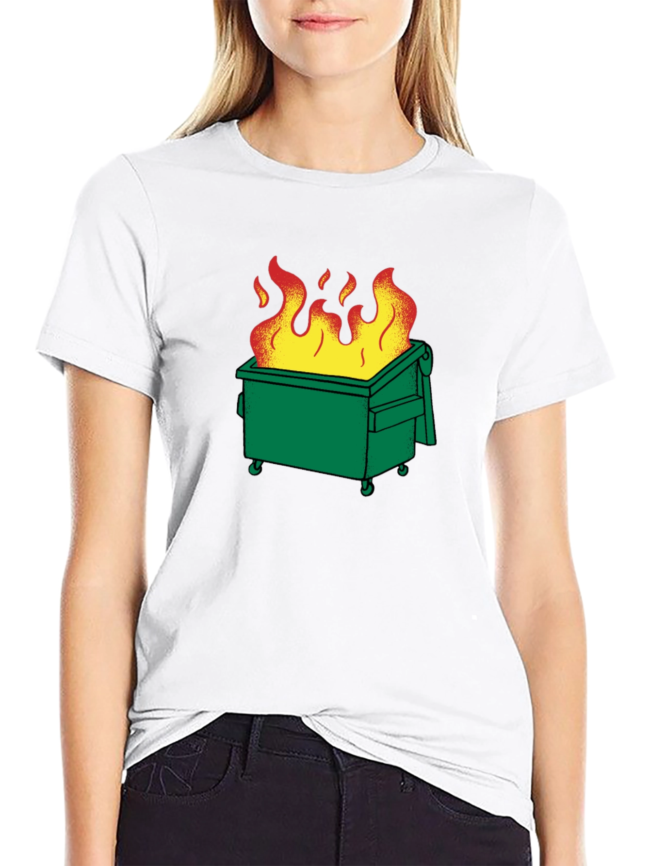 Dumpster Fire Graphic T-Shirt - Black Cotton Tee