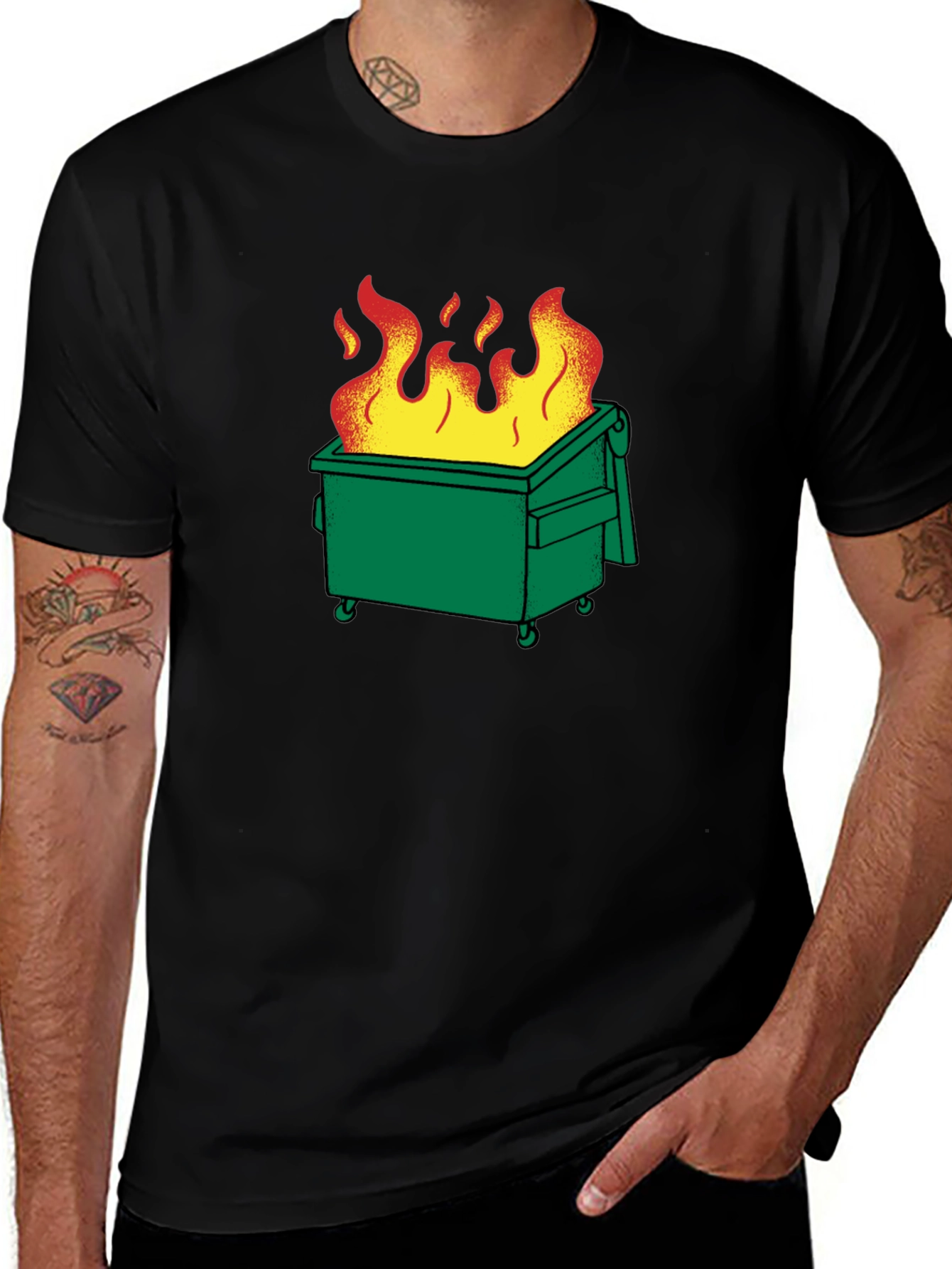 Dumpster Fire Graphic T-Shirt - Black Cotton Tee