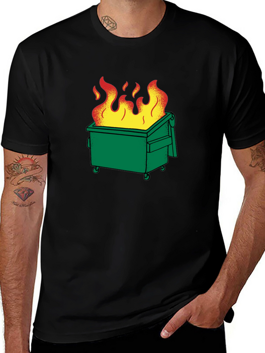 Dumpster Fire Graphic T-Shirt - Black Cotton Tee