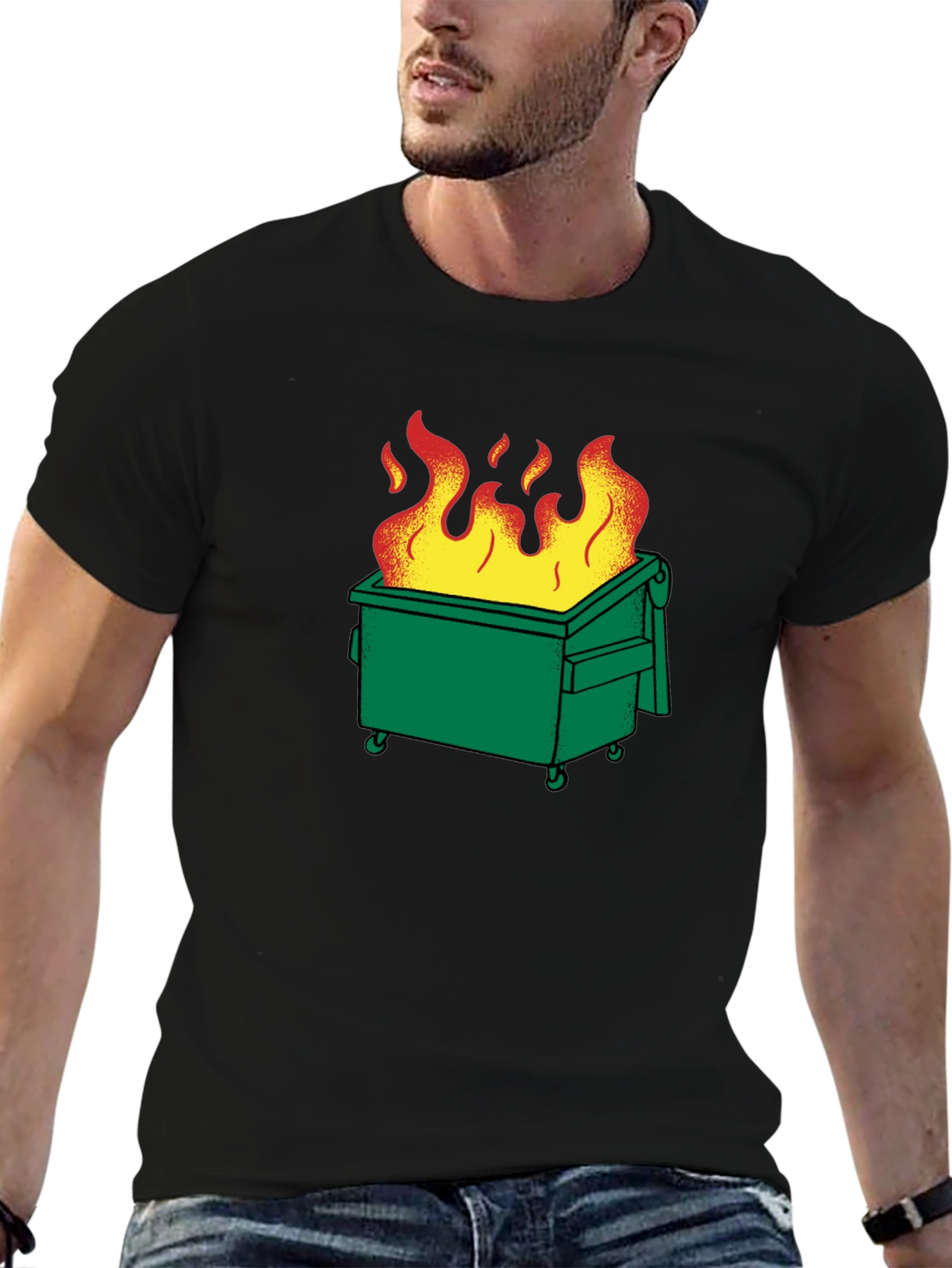Dumpster Fire Graphic T-Shirt - Black Cotton Tee