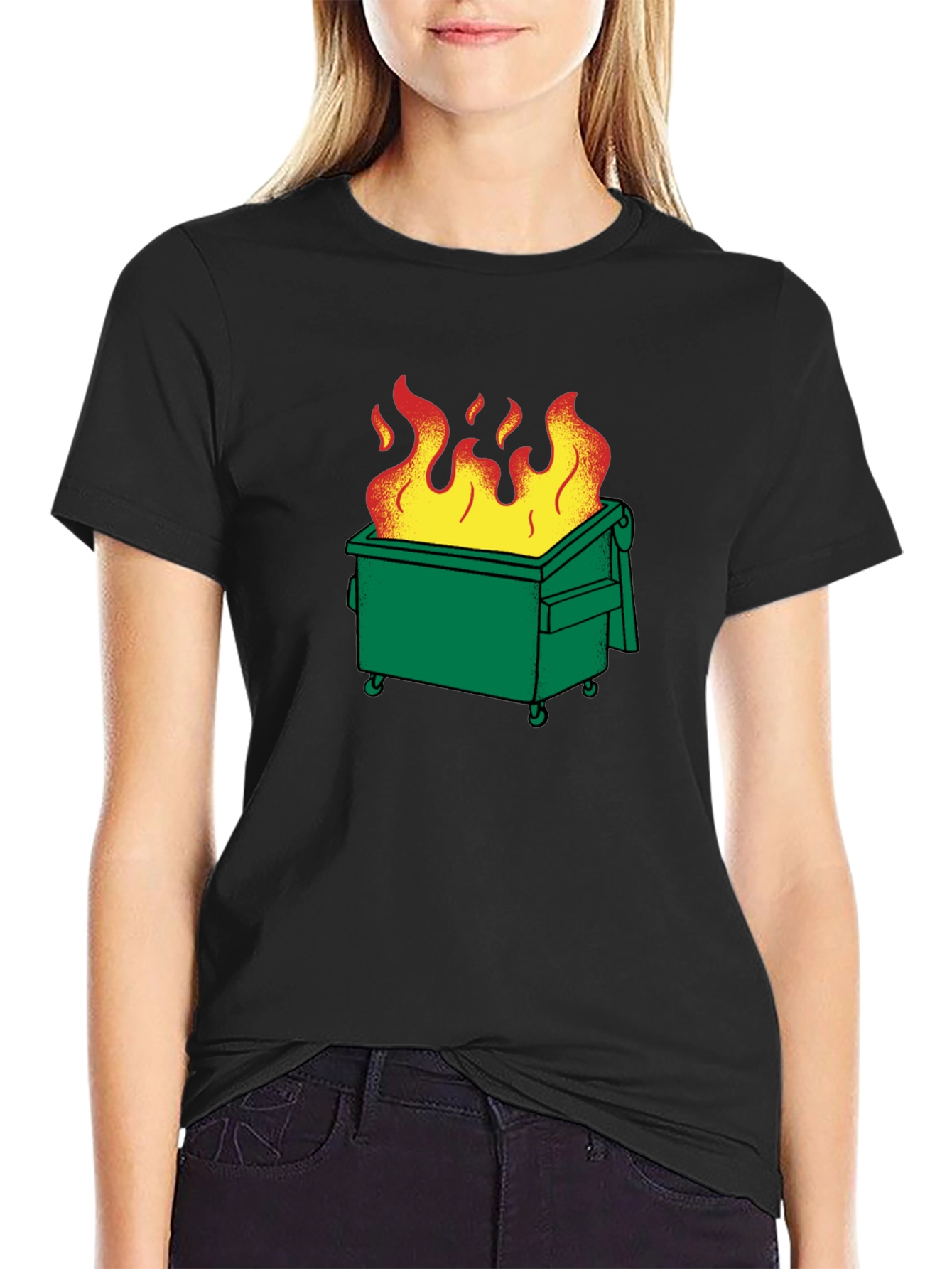 Dumpster Fire Graphic T-Shirt - Black Cotton Tee