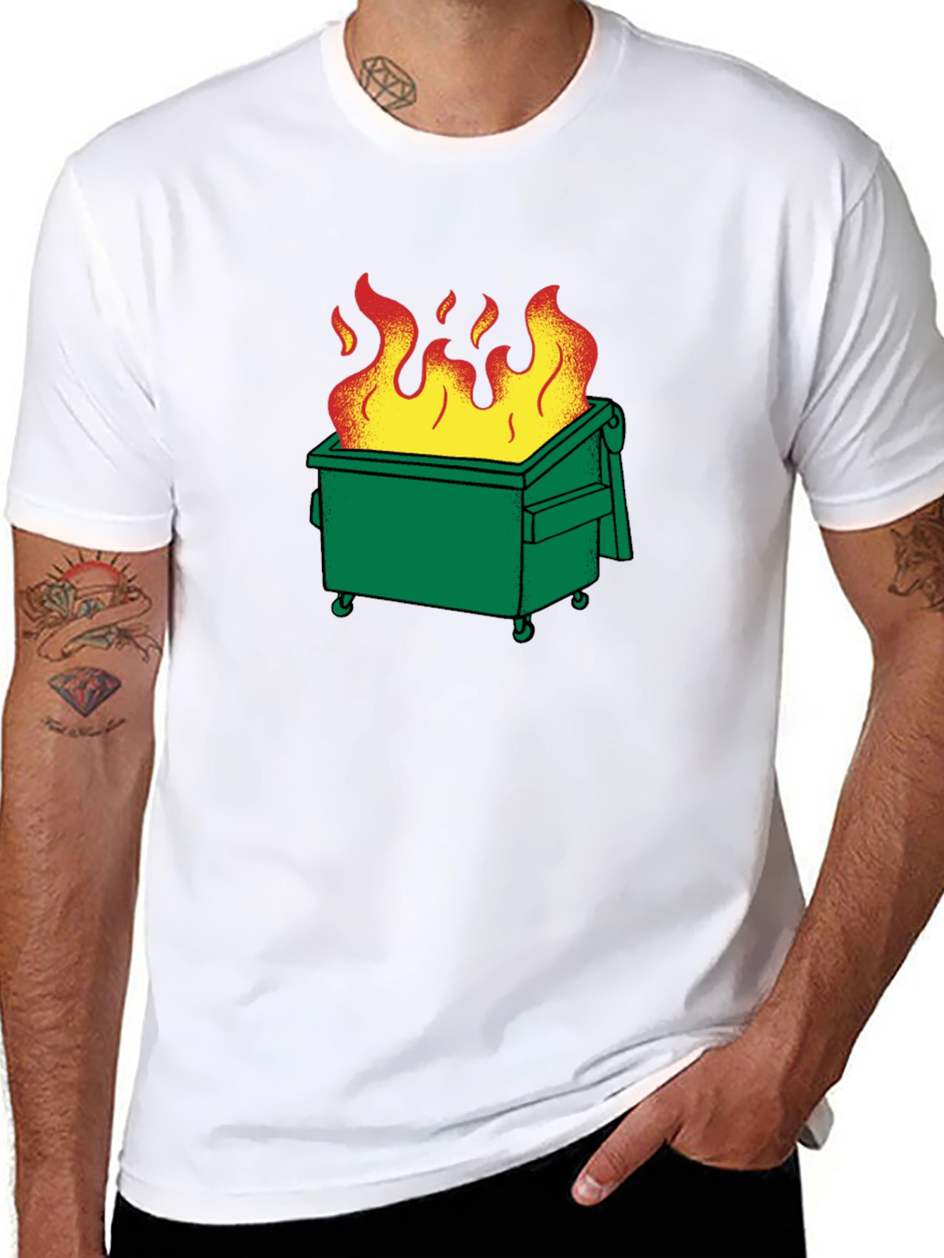 Dumpster Fire Graphic T-Shirt - Black Cotton Tee