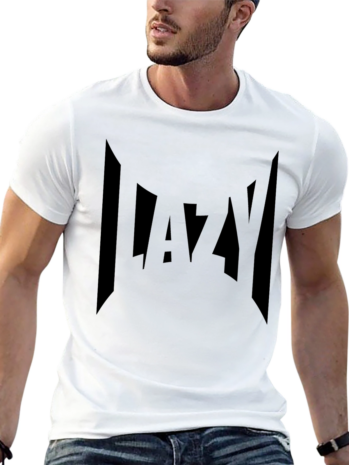 Lazy Graphic Print Black T-Shirt