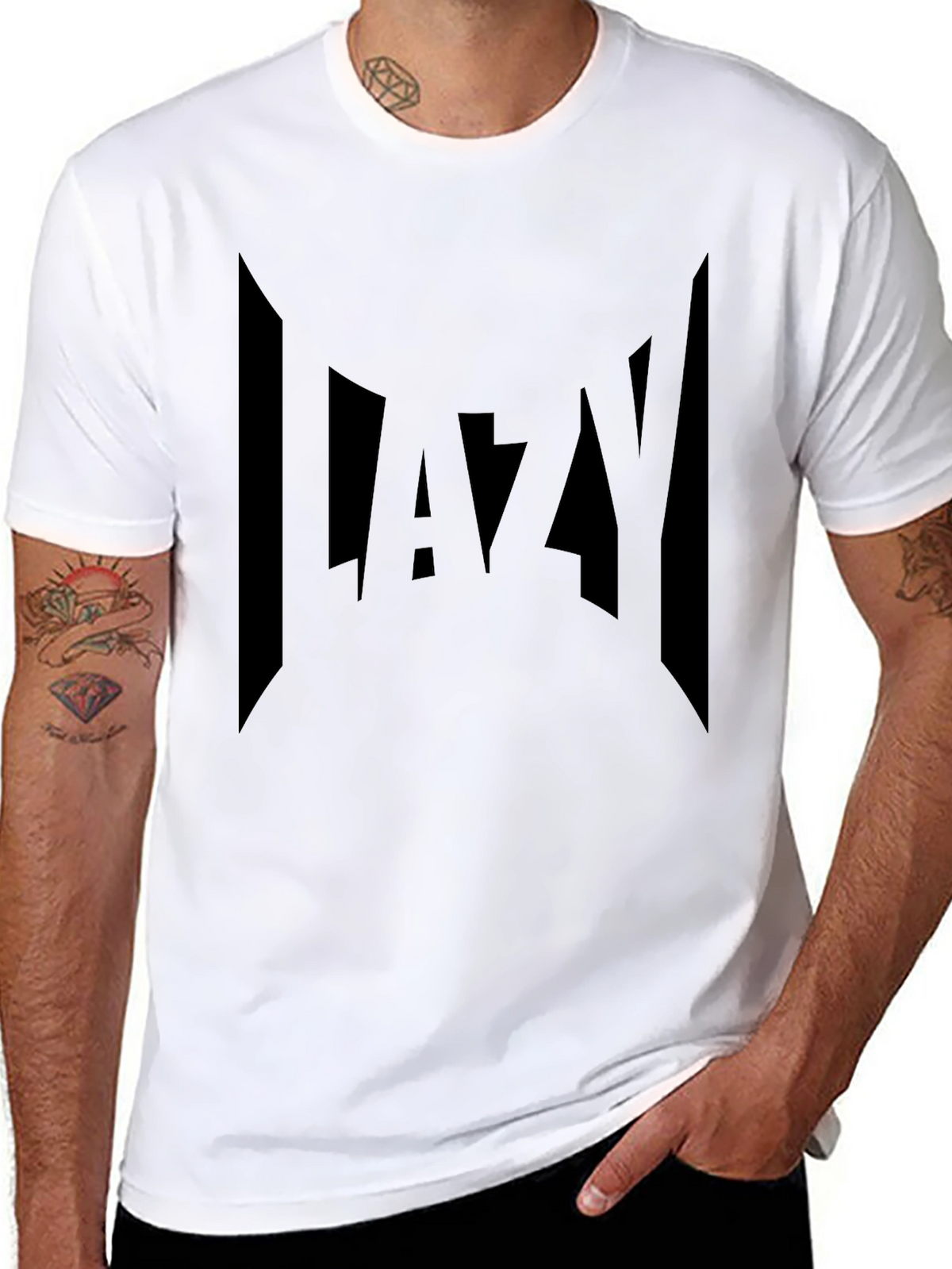 Lazy Graphic Print Black T-Shirt