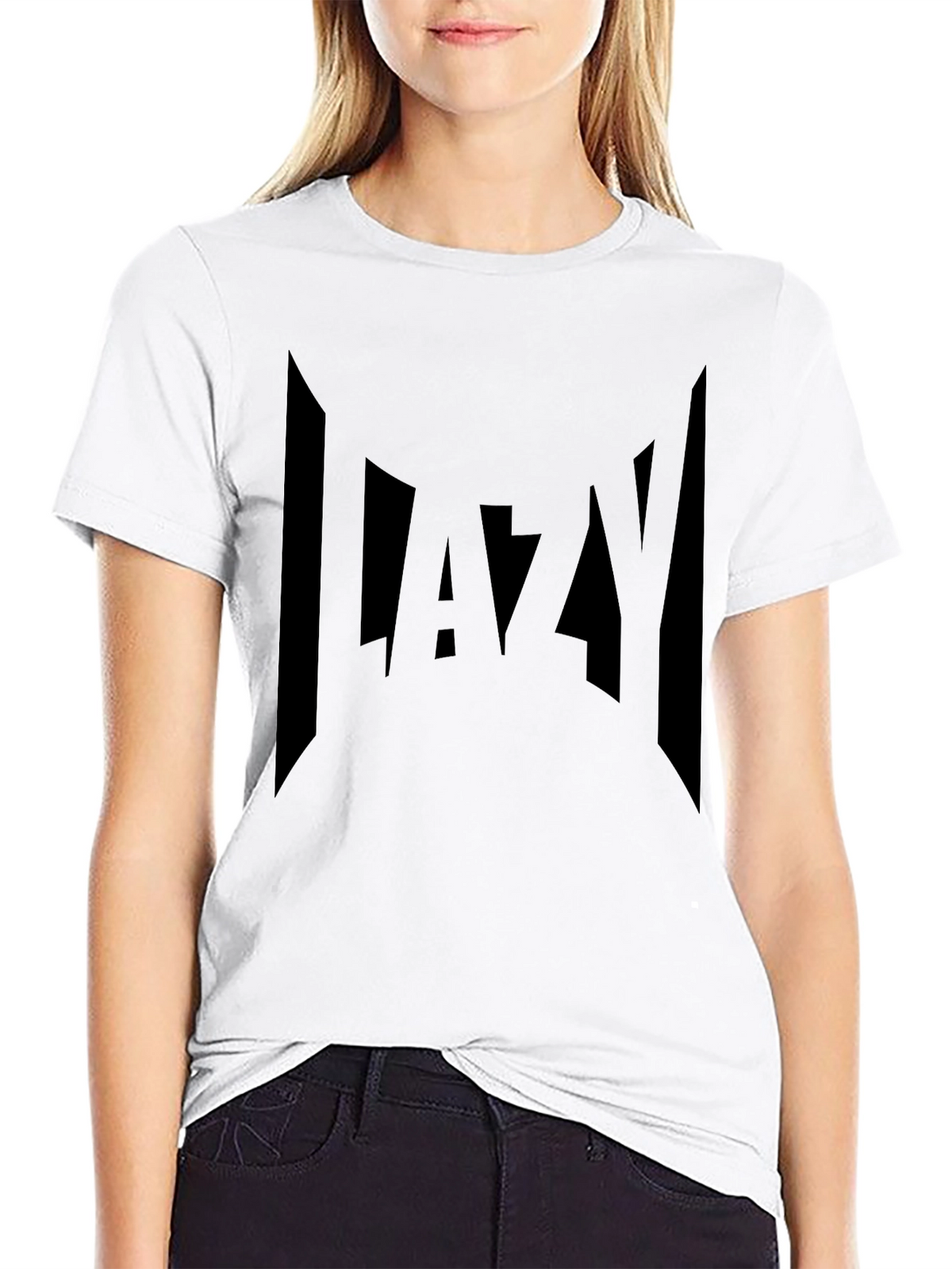 Lazy Graphic Print Black T-Shirt