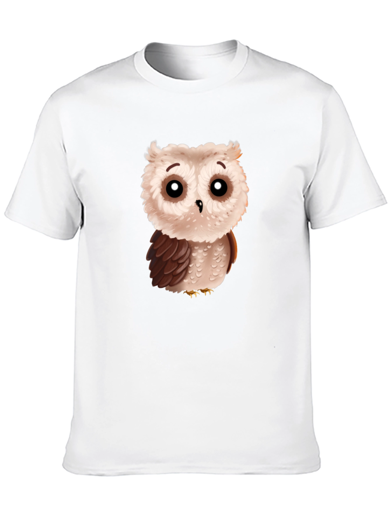 Cute Cartoon Owl Graphic T-Shirt - Black