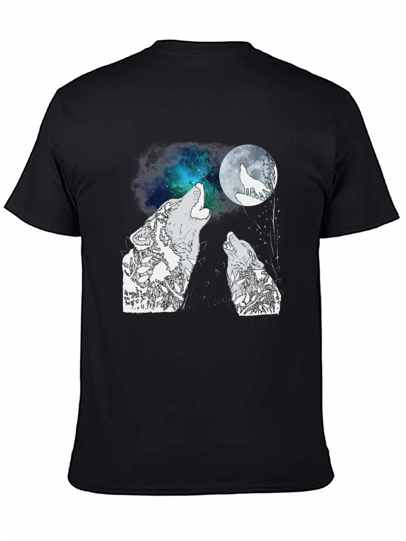 Wolf Moon Graphic Tee - Black Cotton Blend