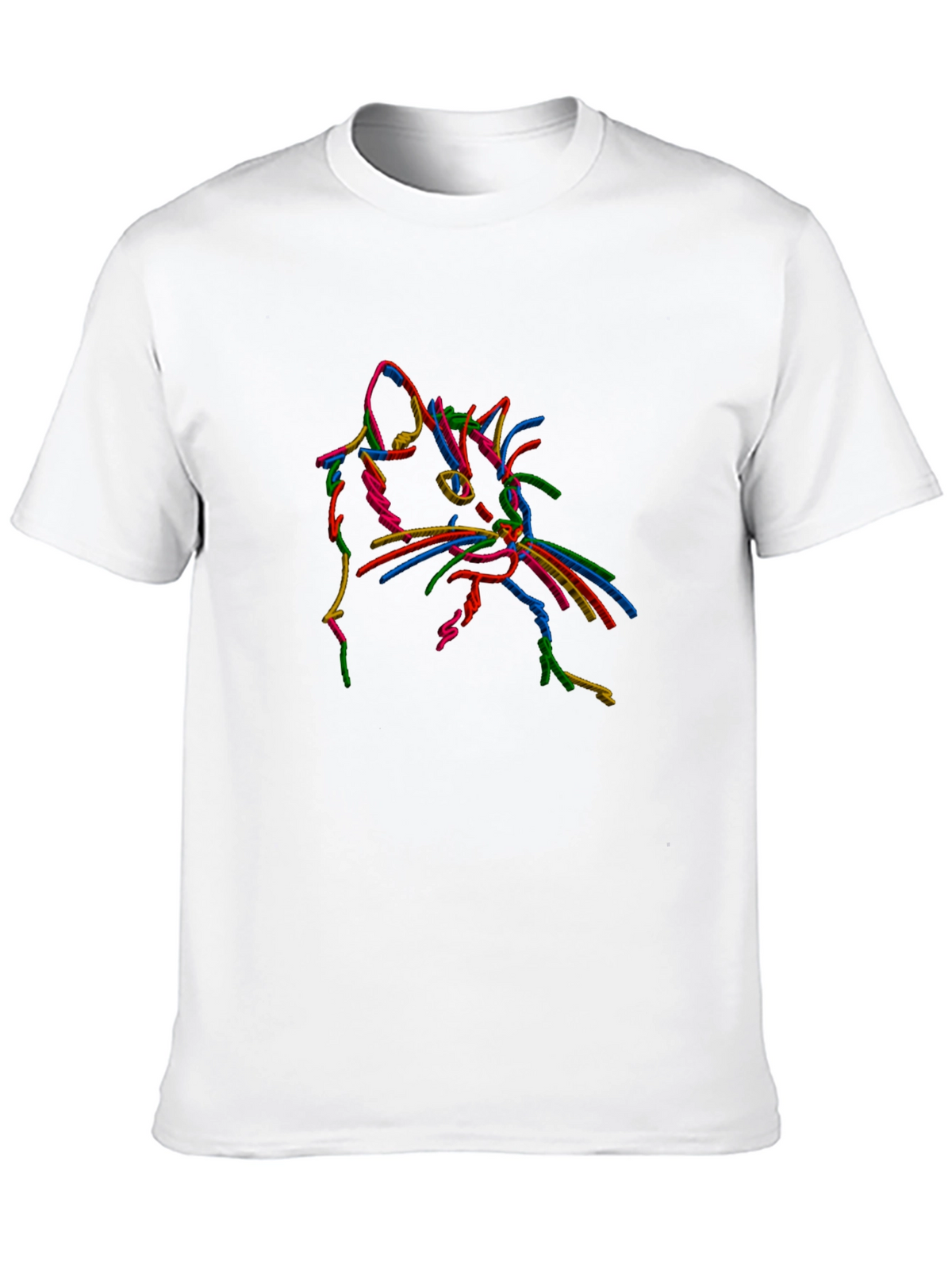 Vibrant Cat Outline Black T-Shirt