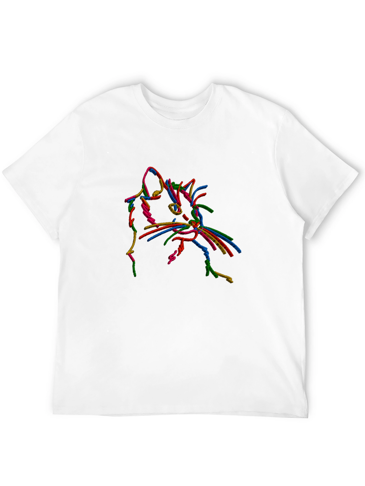 Vibrant Cat Outline Black T-Shirt