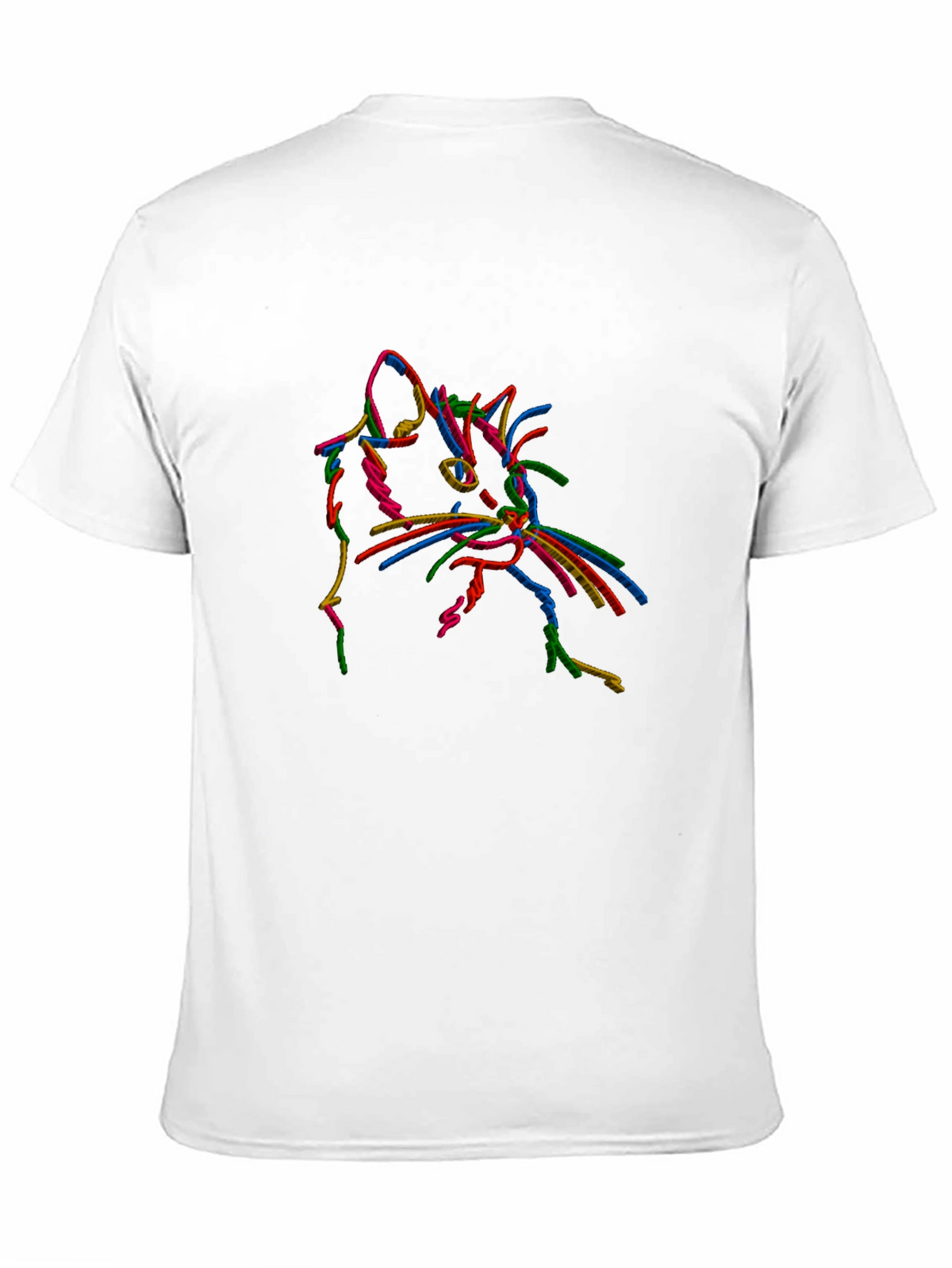 Vibrant Cat Outline Black T-Shirt