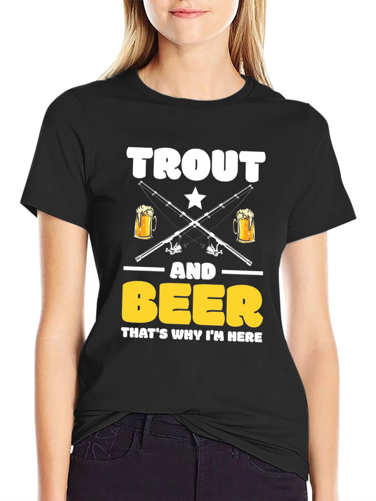 Trout and Beer T-Shirt - Fishing and Drinking