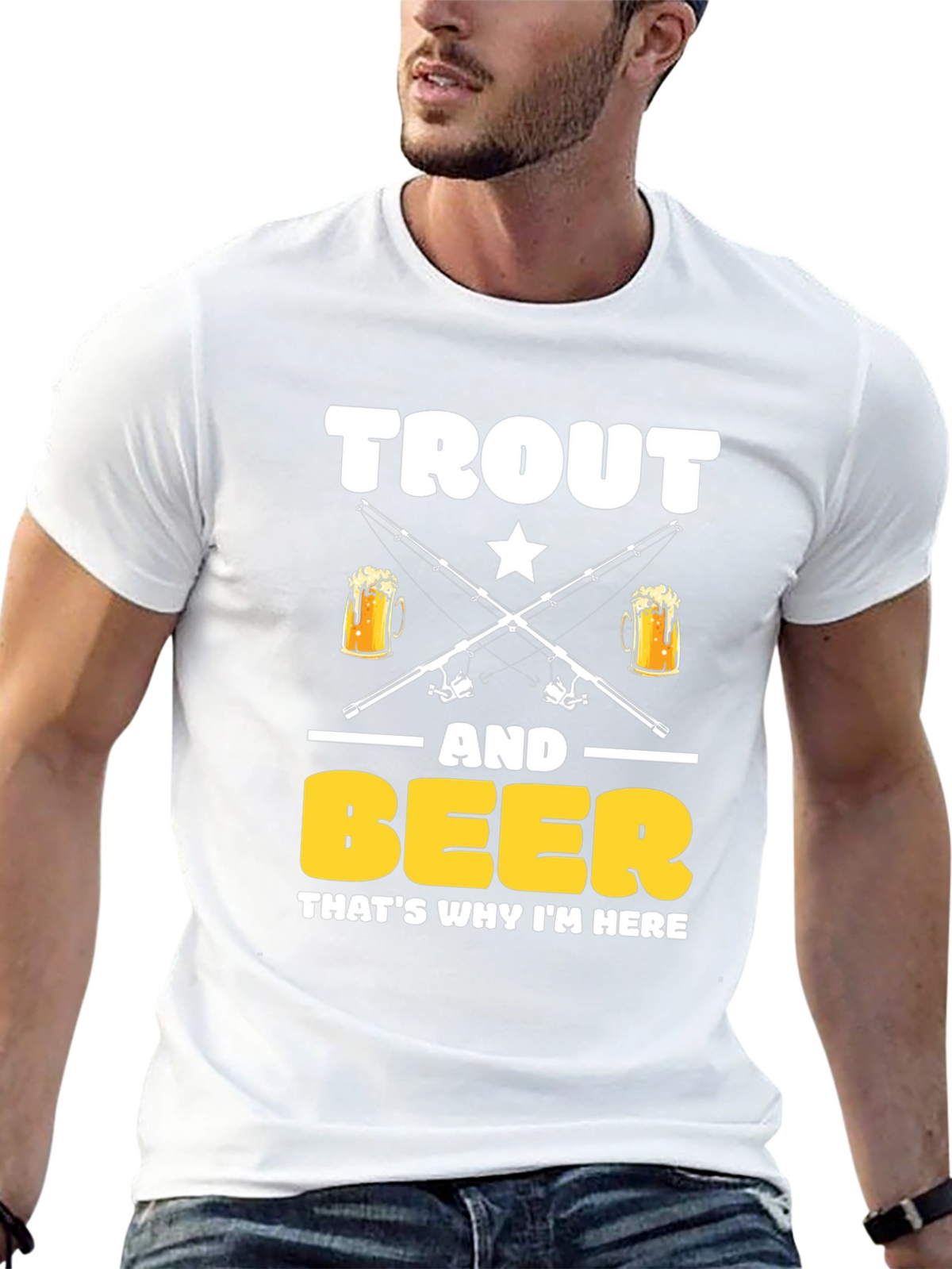 Trout and Beer T-Shirt - Fishing and Drinking