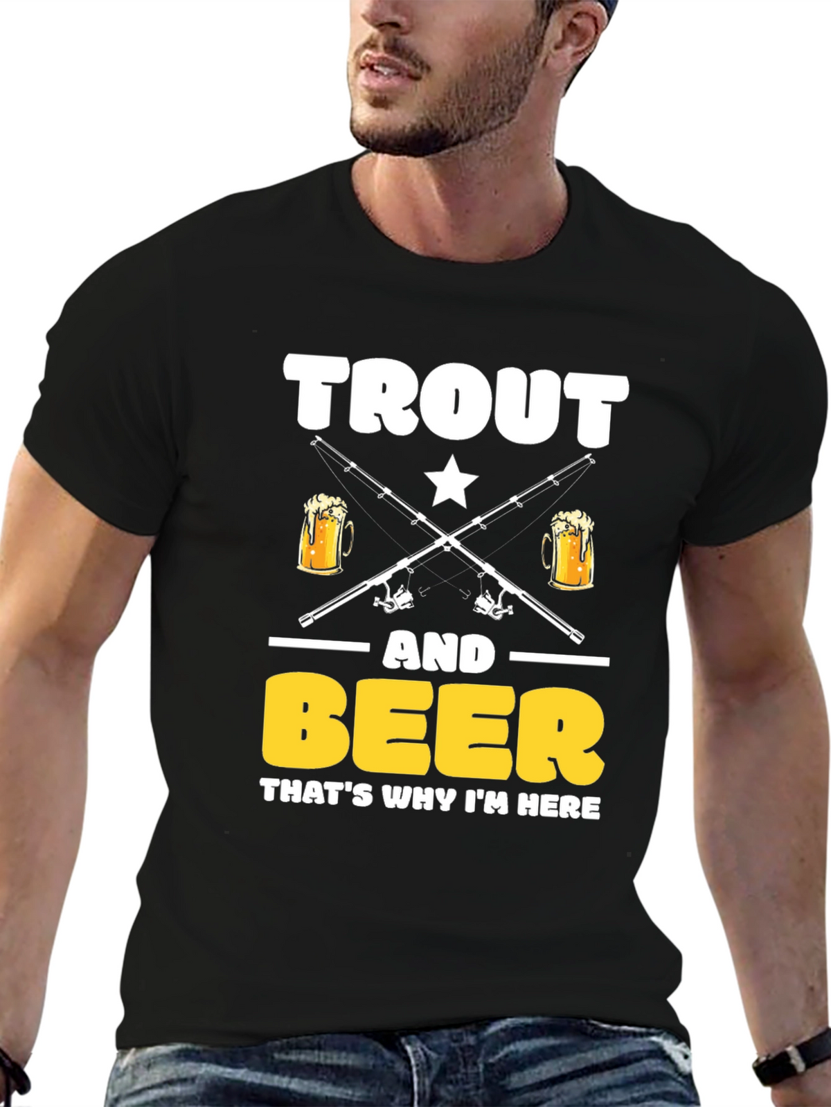 Trout and Beer T-Shirt - Fishing and Drinking