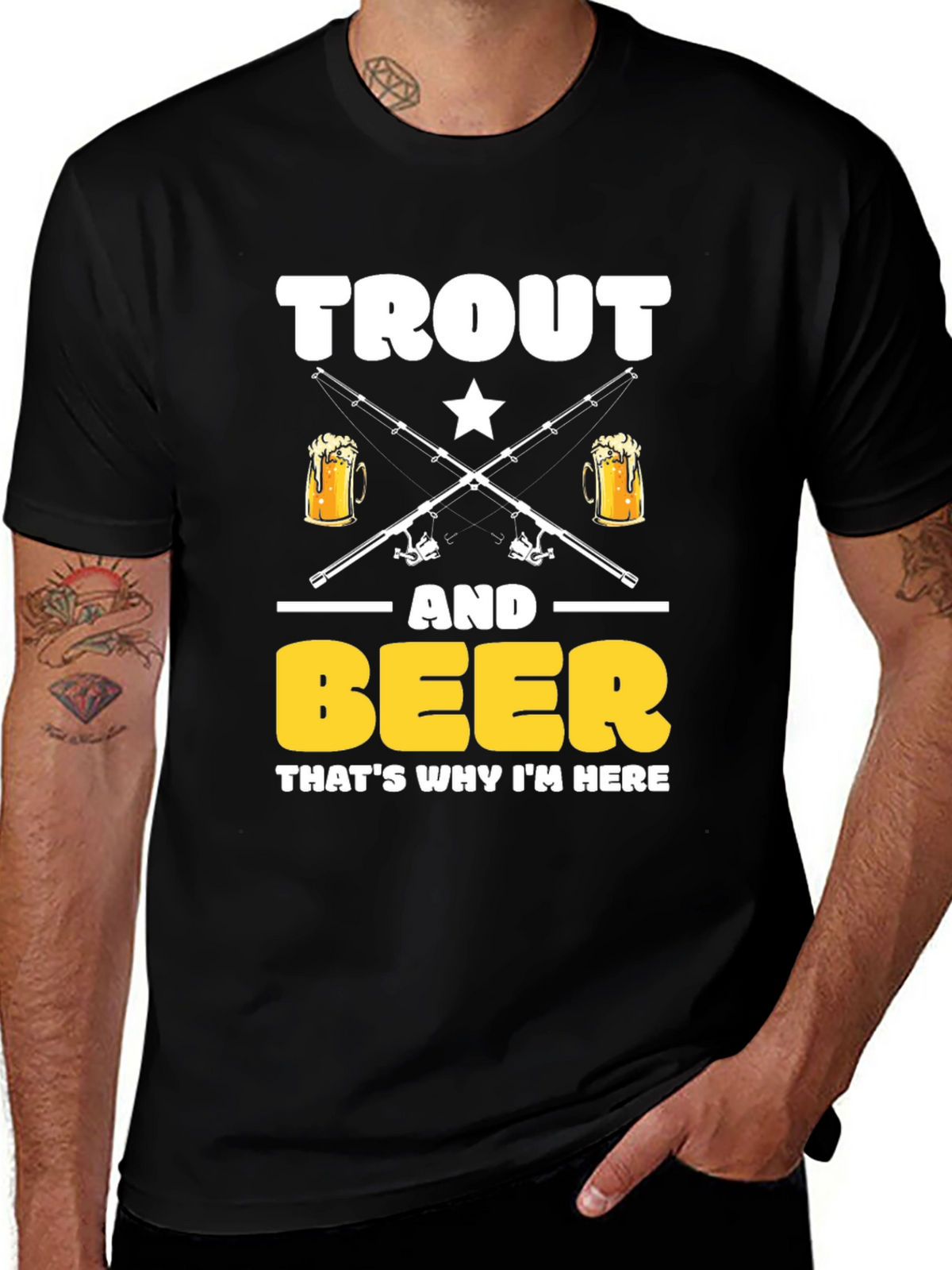 Trout and Beer T-Shirt - Fishing and Drinking