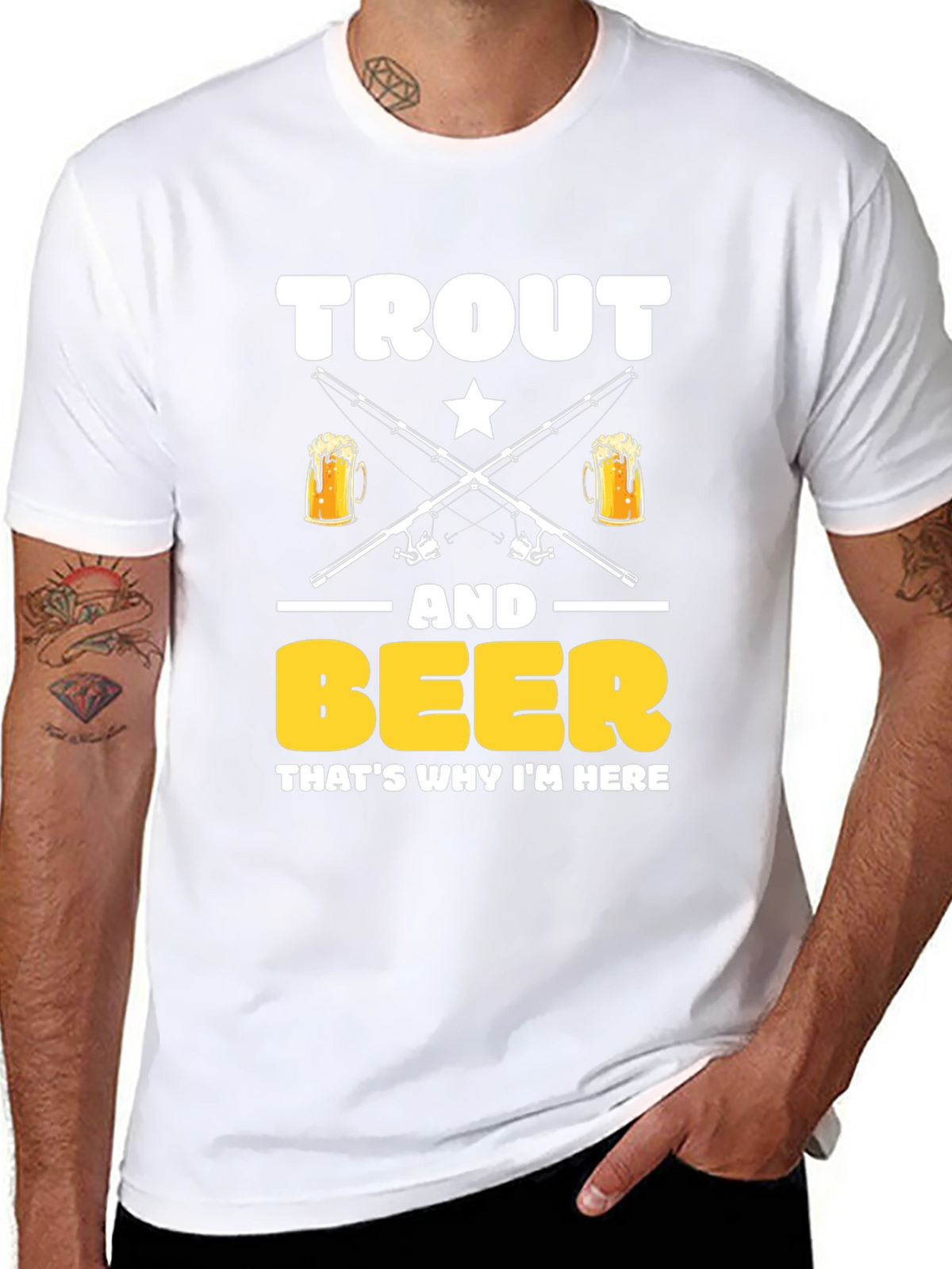 Trout and Beer T-Shirt - Fishing and Drinking