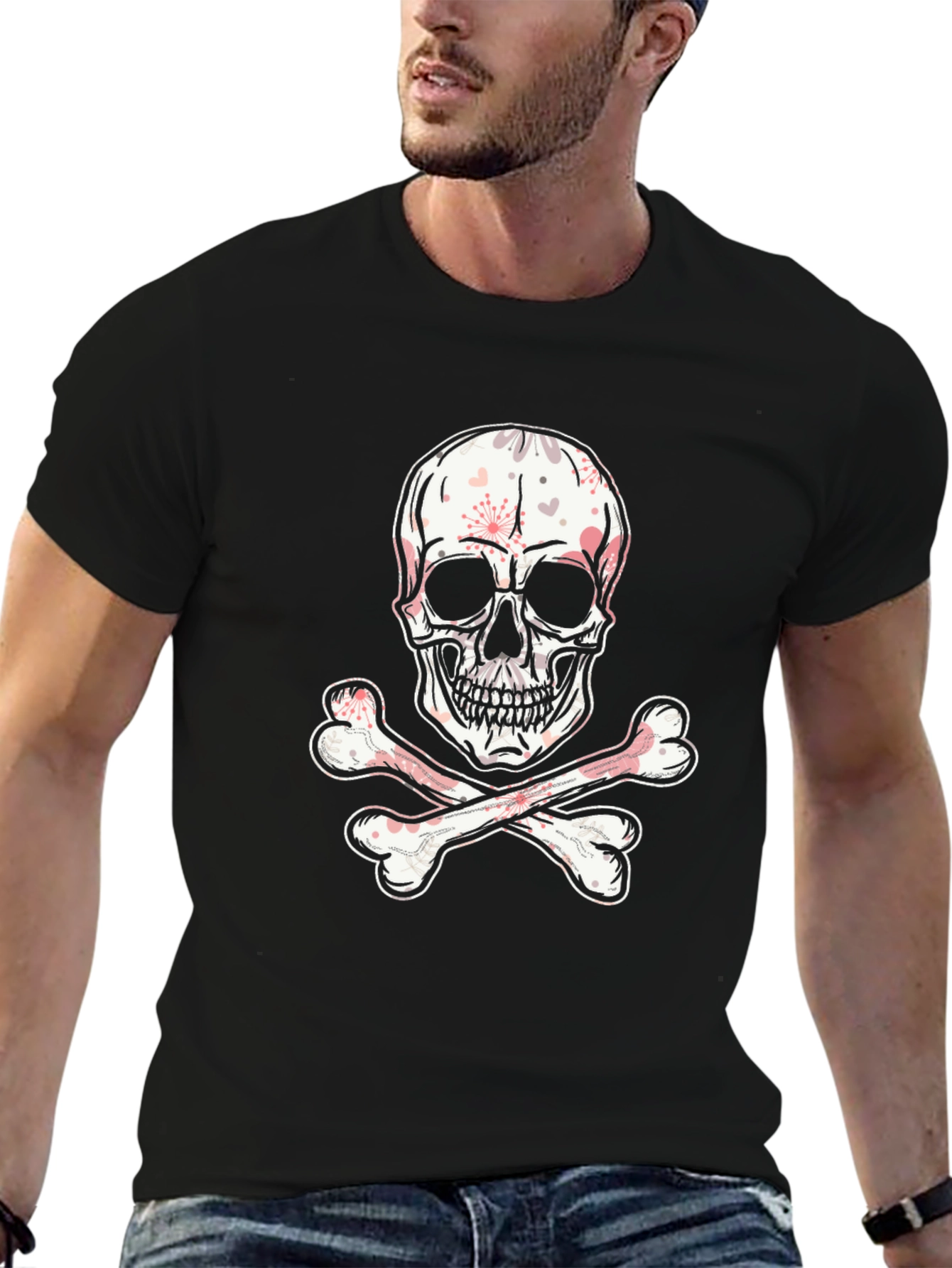 Skull & Crossbones Graphic Tee - Black