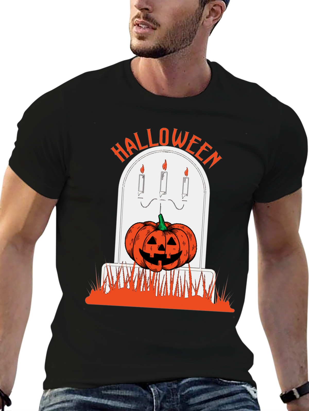 Halloween Pumpkin Tombstone Graphic Tee