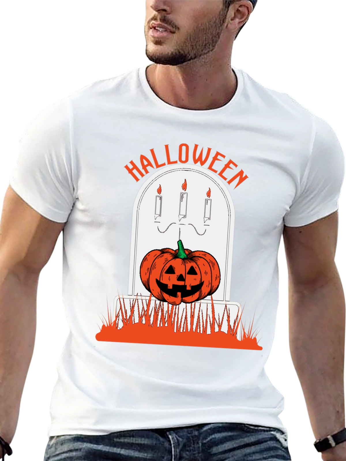 Halloween Pumpkin Tombstone Graphic Tee