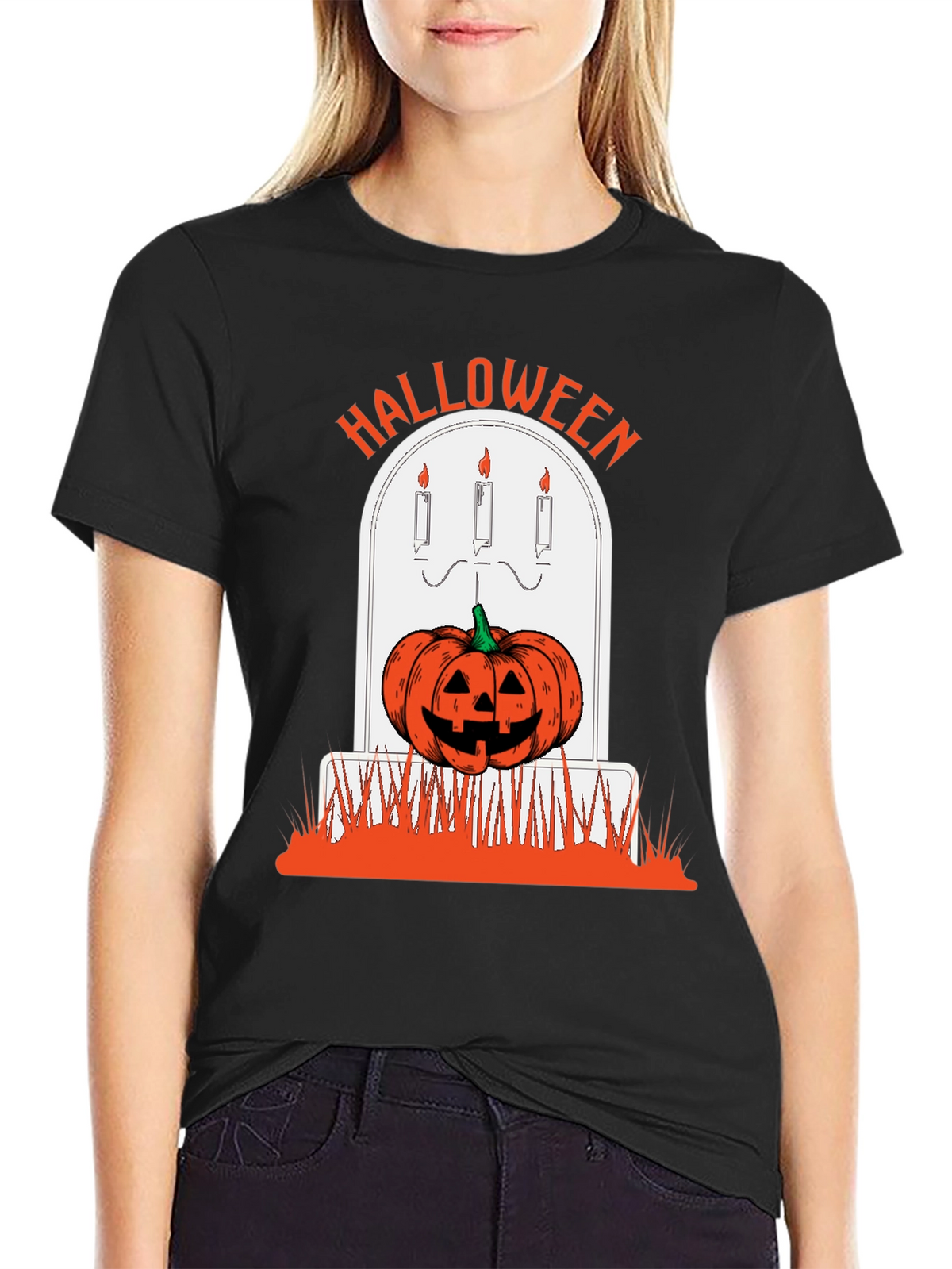Halloween Pumpkin Tombstone Graphic Tee