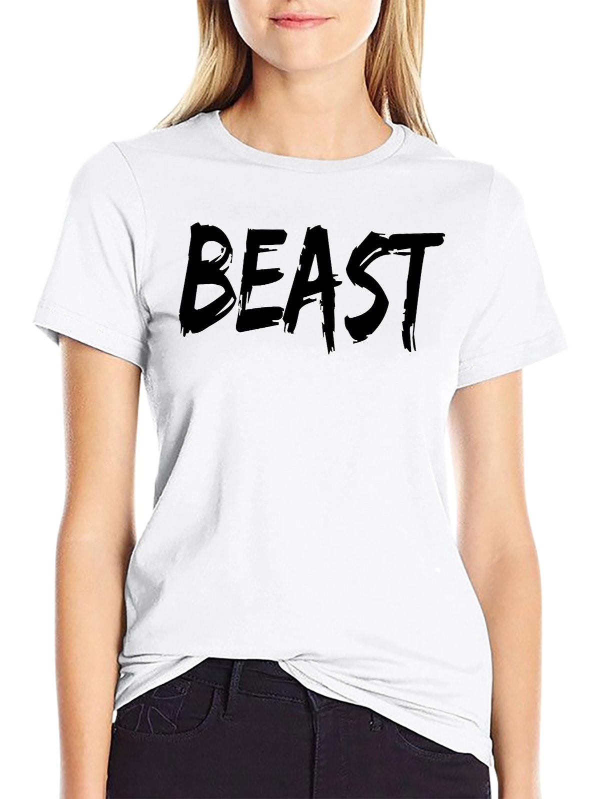 Mens Beast Graphic Print Crew Neck T-Shirt