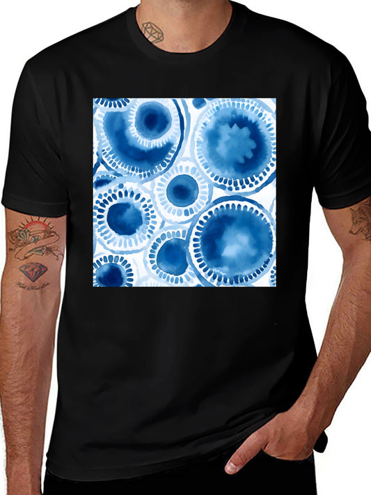Abstract Blue Circles Graphic T-Shirt
