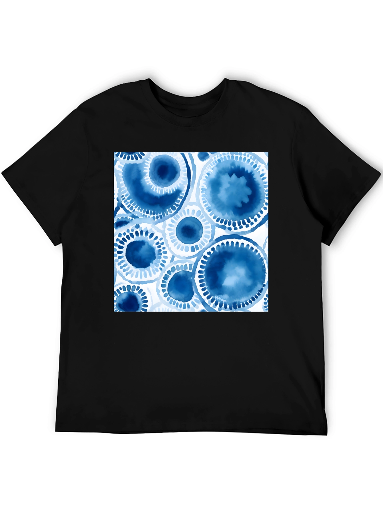 Abstract Blue Circles Graphic T-Shirt