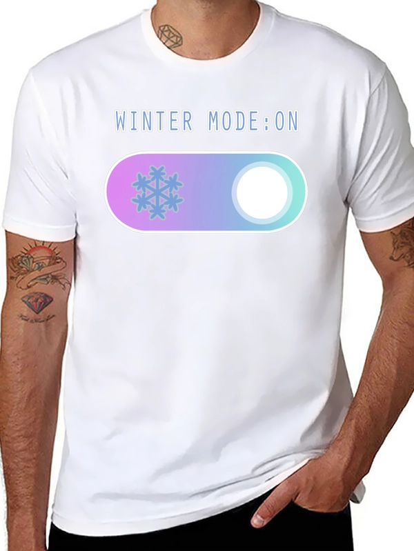 Winter Mode On Graphic Tee - Cozy Holiday T-Shirt