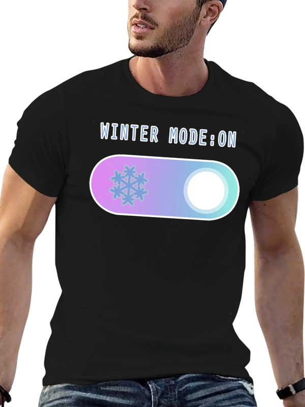 Winter Mode On Graphic Tee - Cozy Holiday T-Shirt