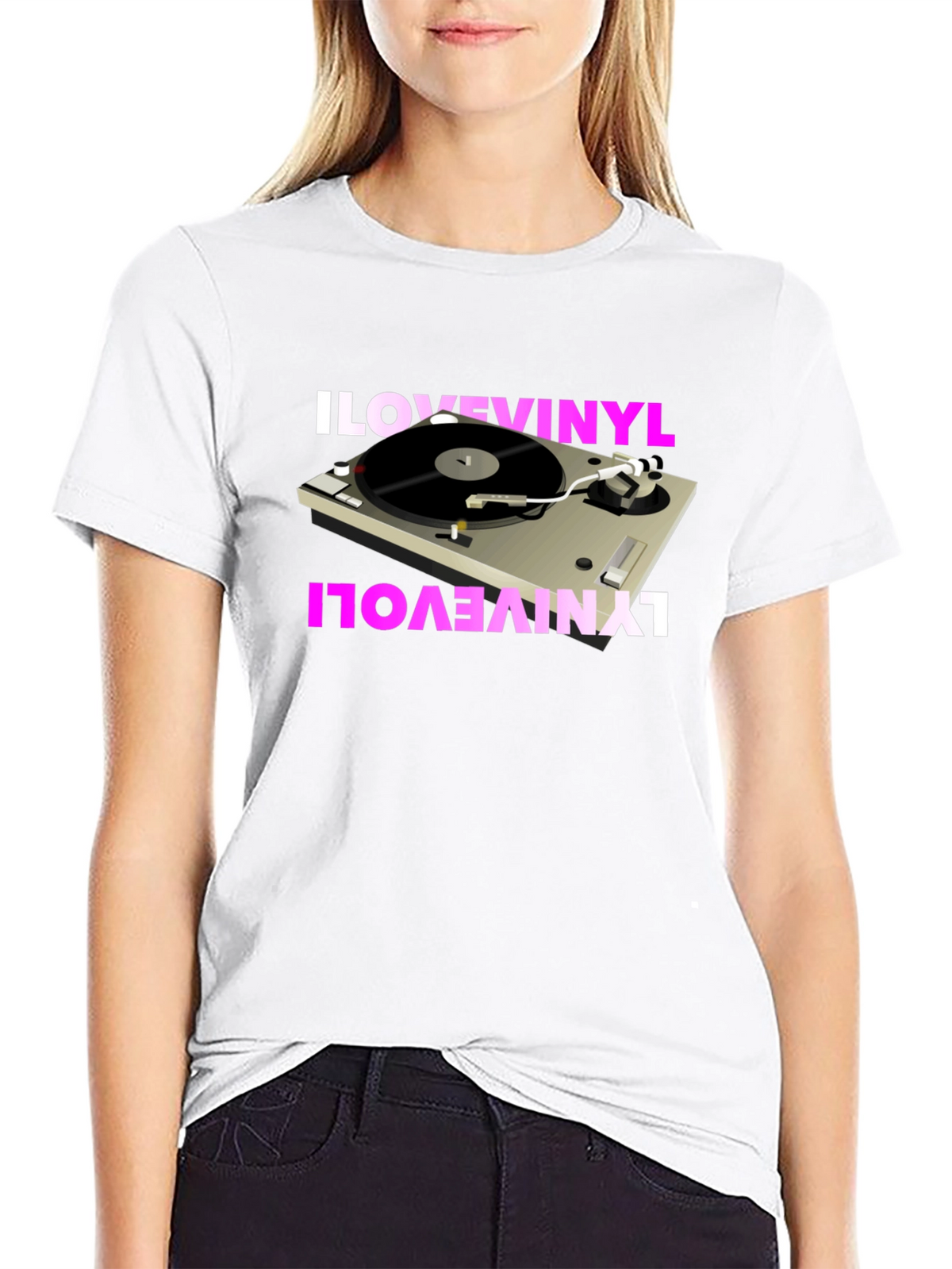 I Love Vinyl Turntable Graphic T-Shirt