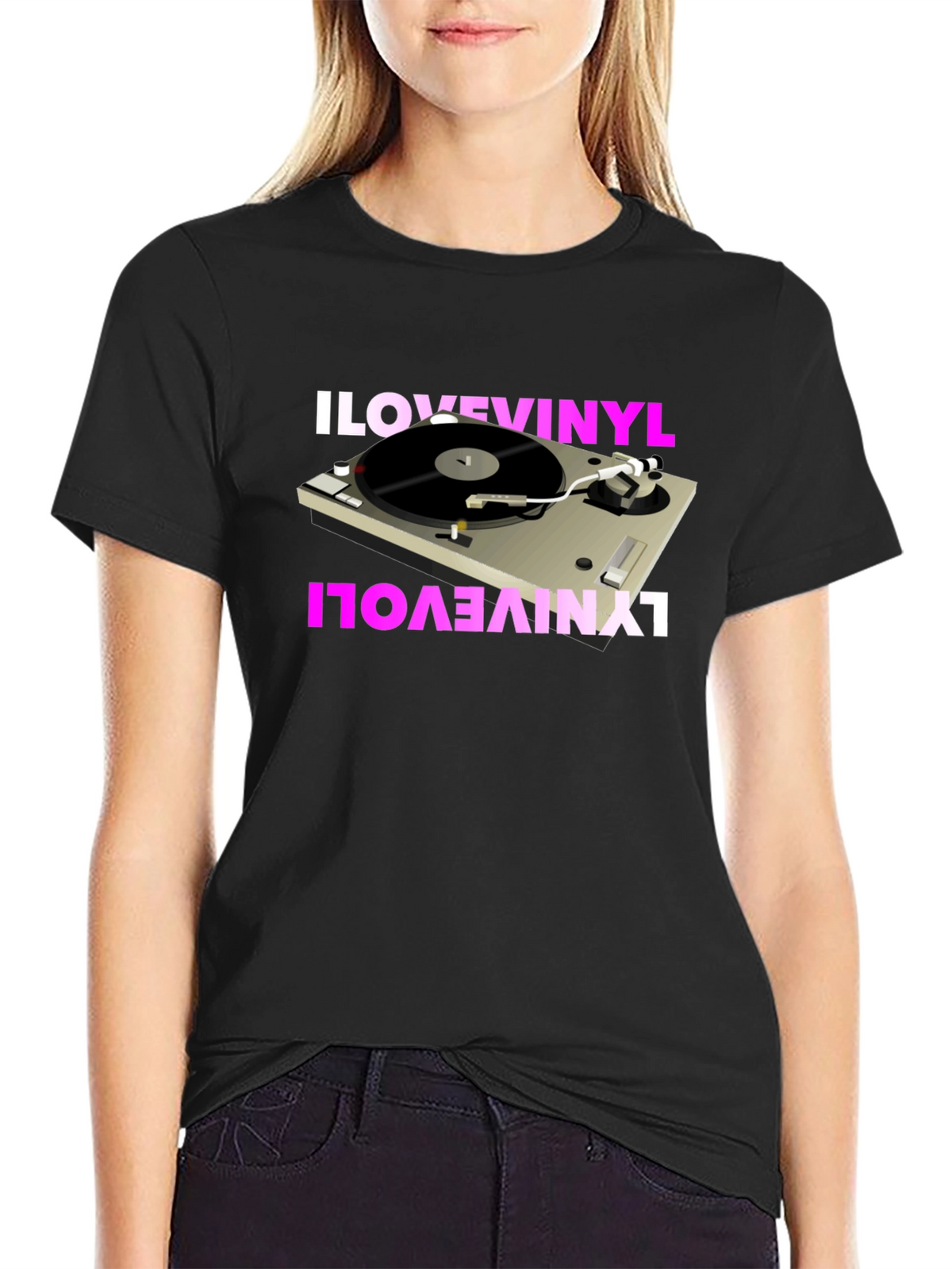I Love Vinyl Turntable Graphic T-Shirt