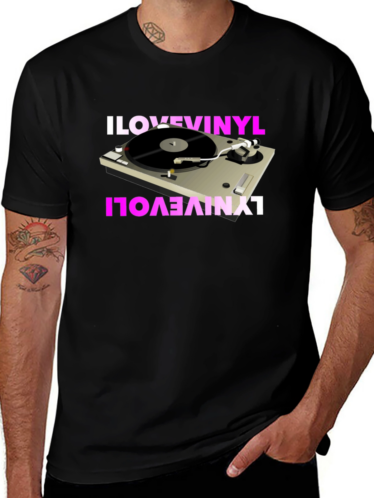 I Love Vinyl Turntable Graphic T-Shirt