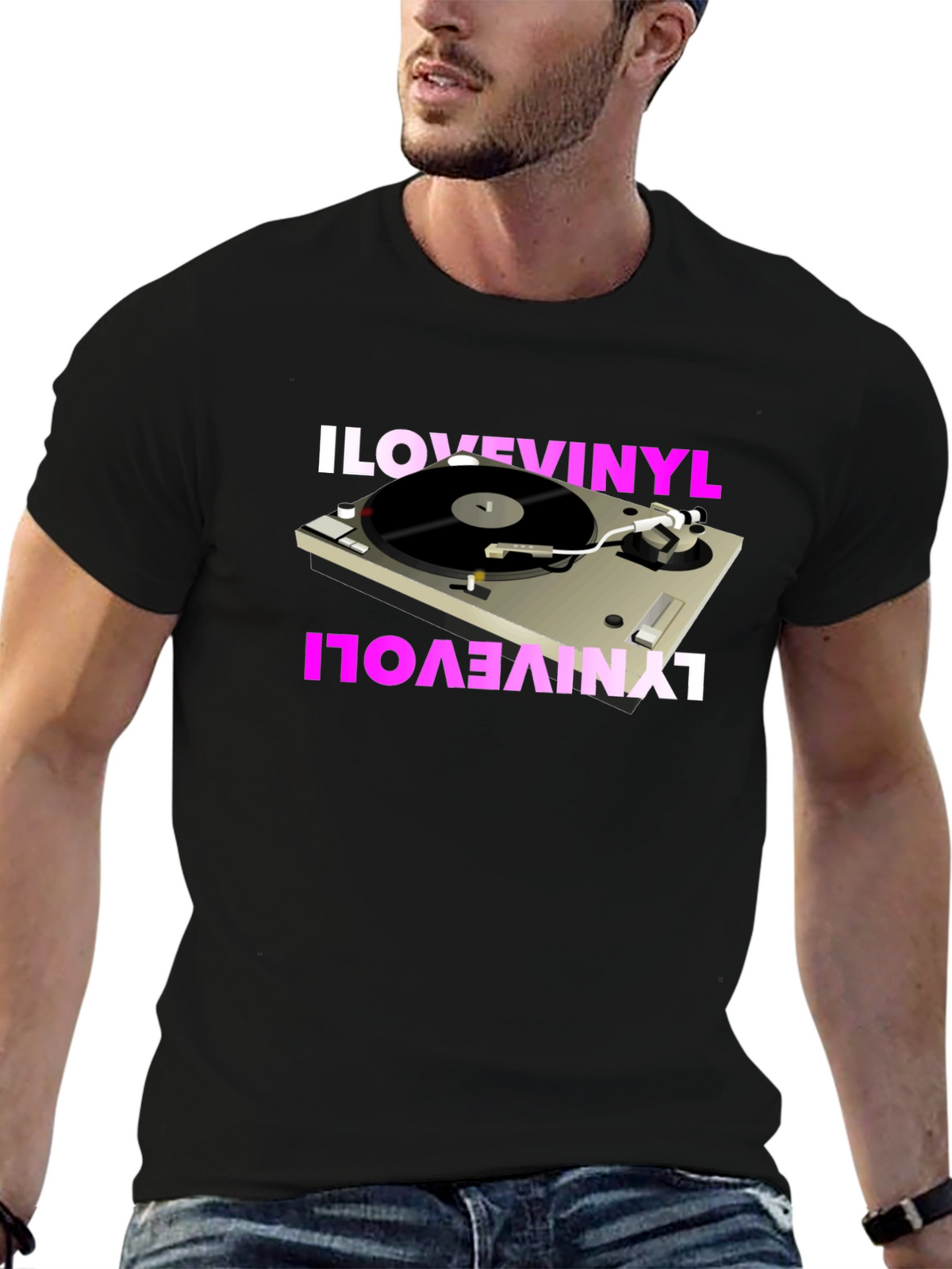I Love Vinyl Turntable Graphic T-Shirt