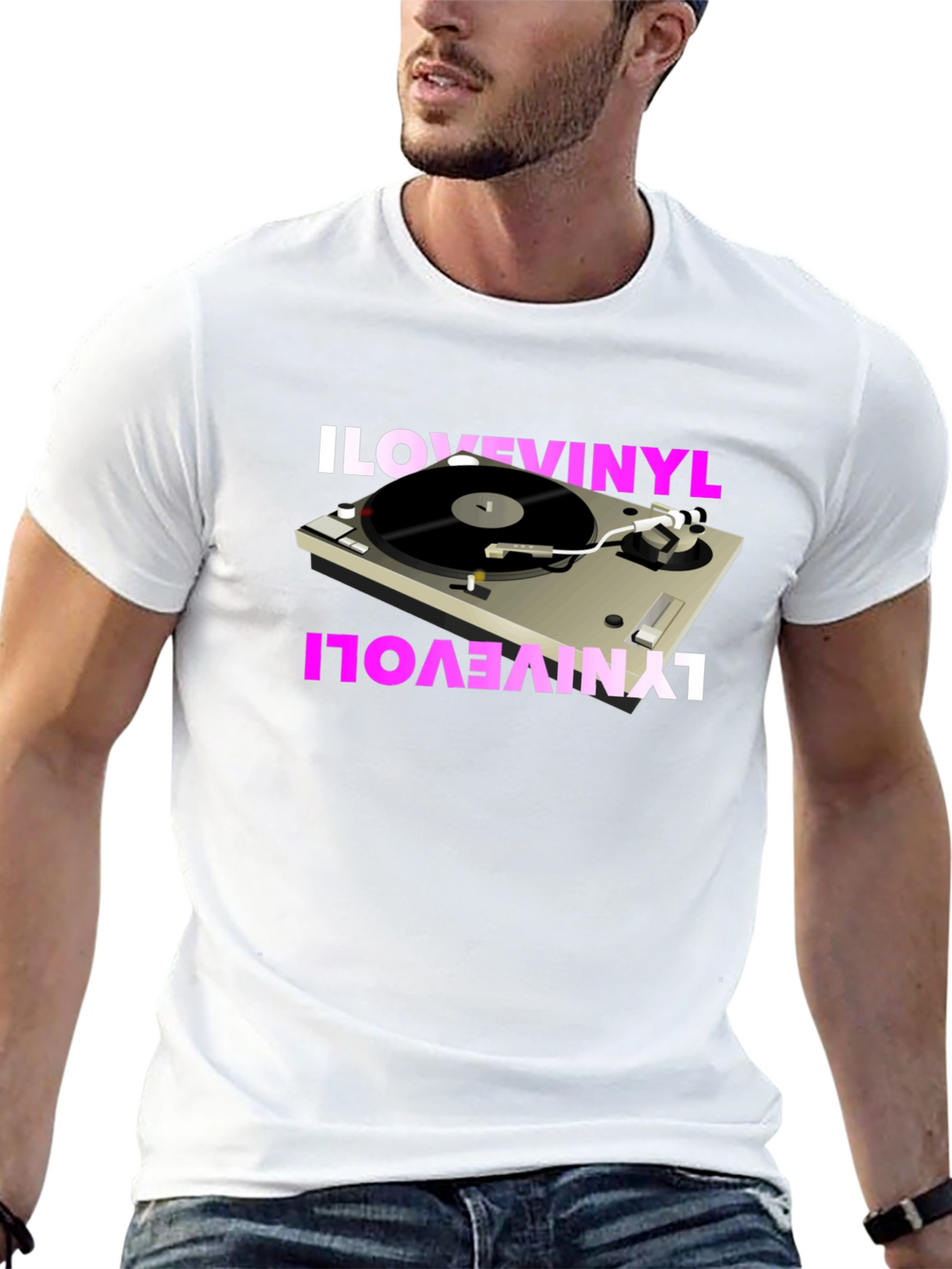 I Love Vinyl Turntable Graphic T-Shirt