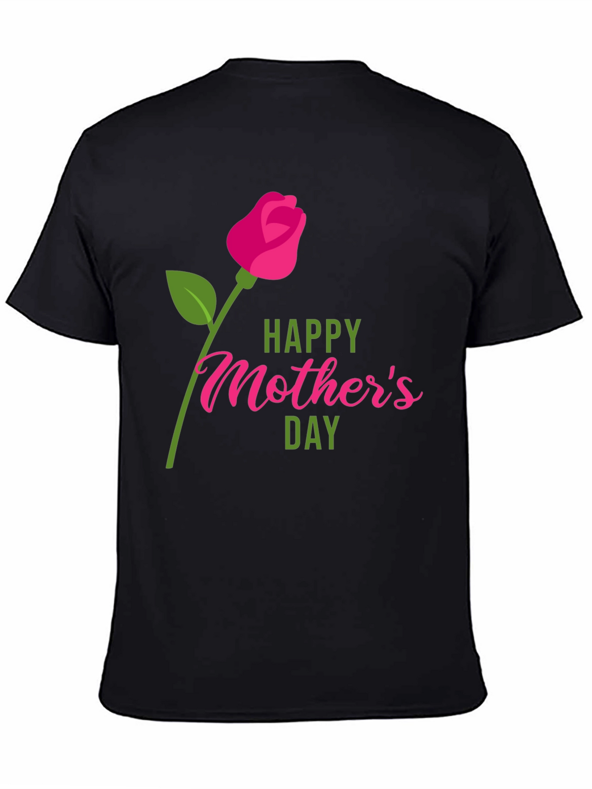 Happy Mothers Day Graphic Tee - Black Cotton