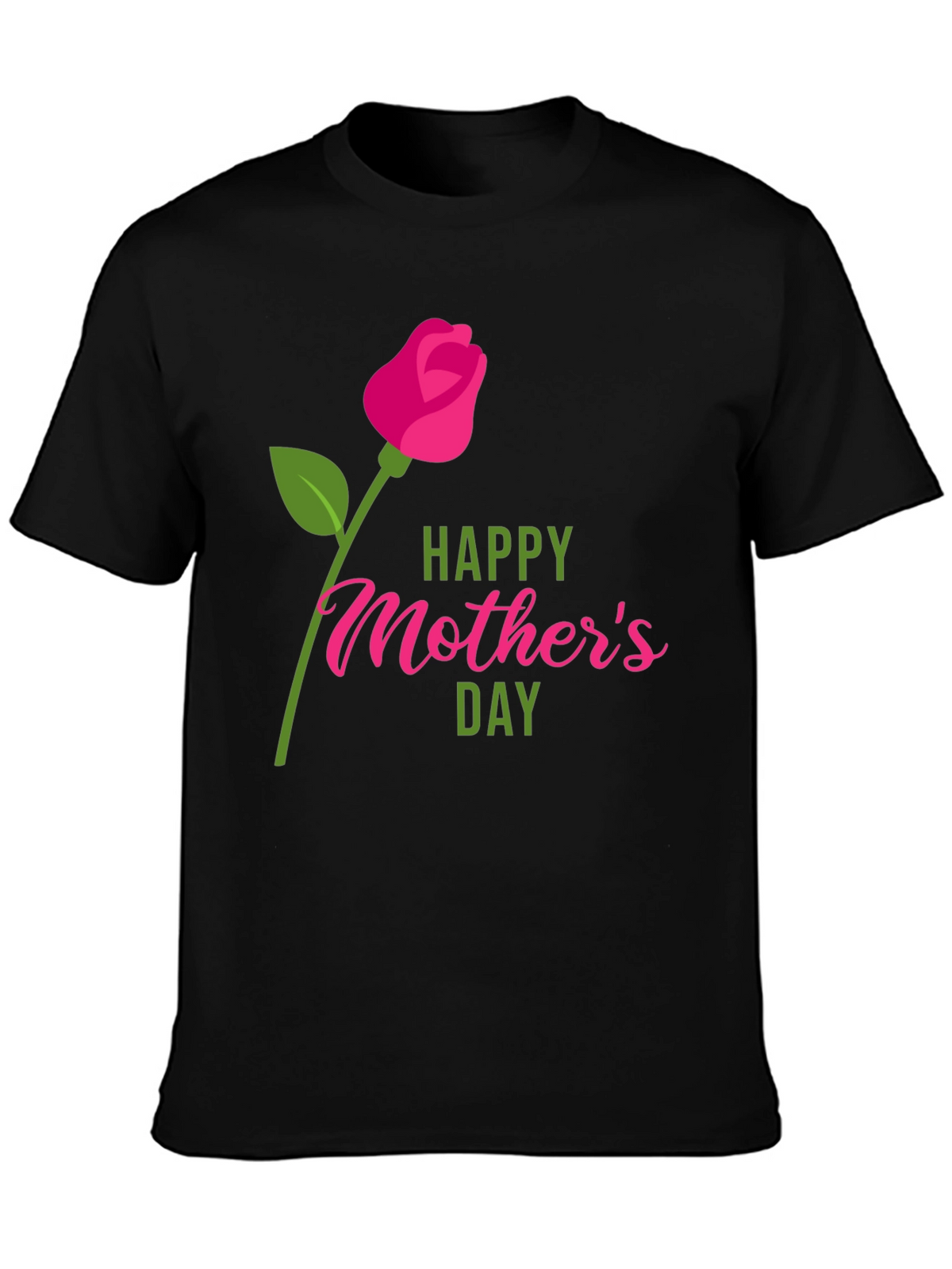 Happy Mothers Day Graphic Tee - Black Cotton