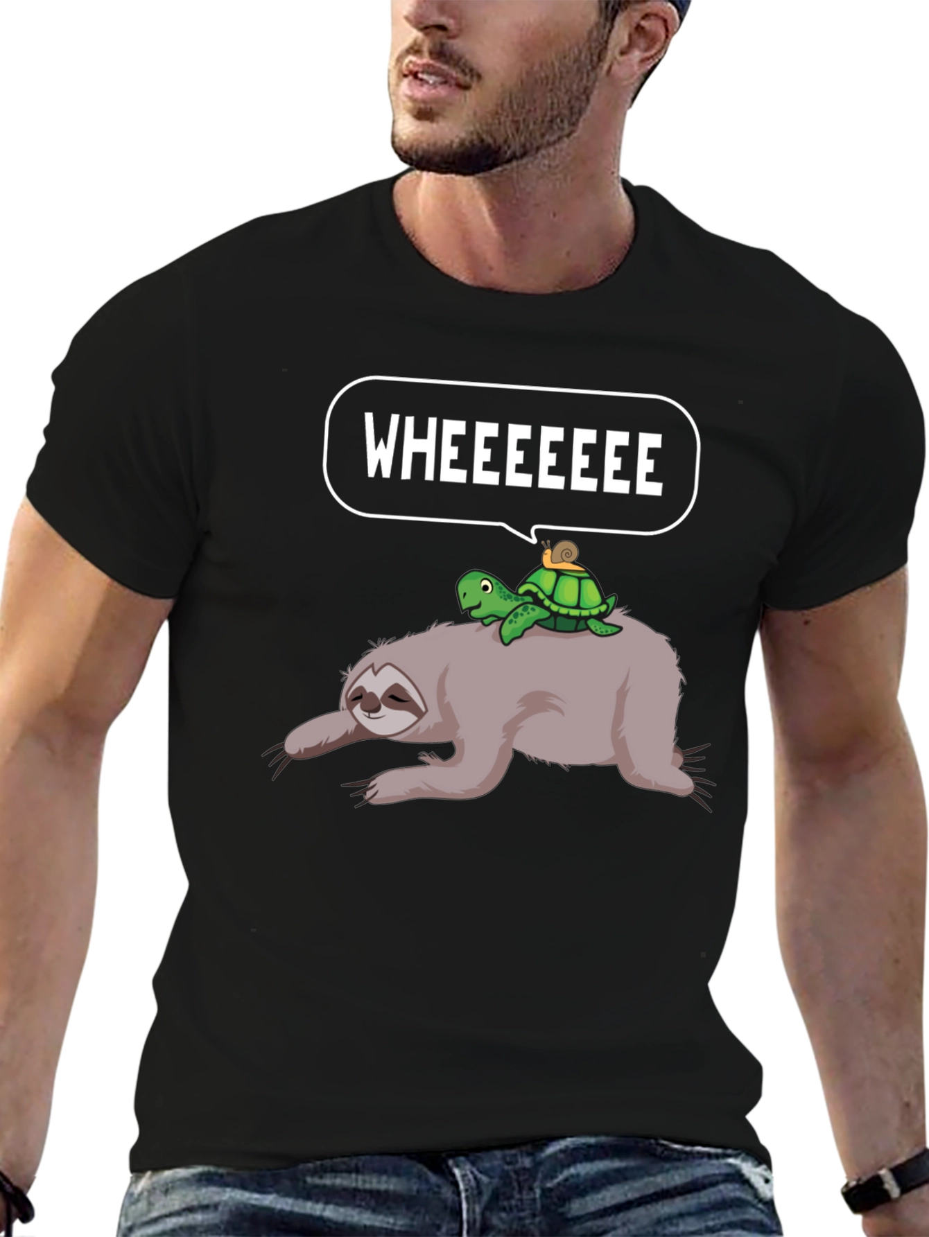 Sloth Turtle Snail Wheeeeee Graphic T-Shirt