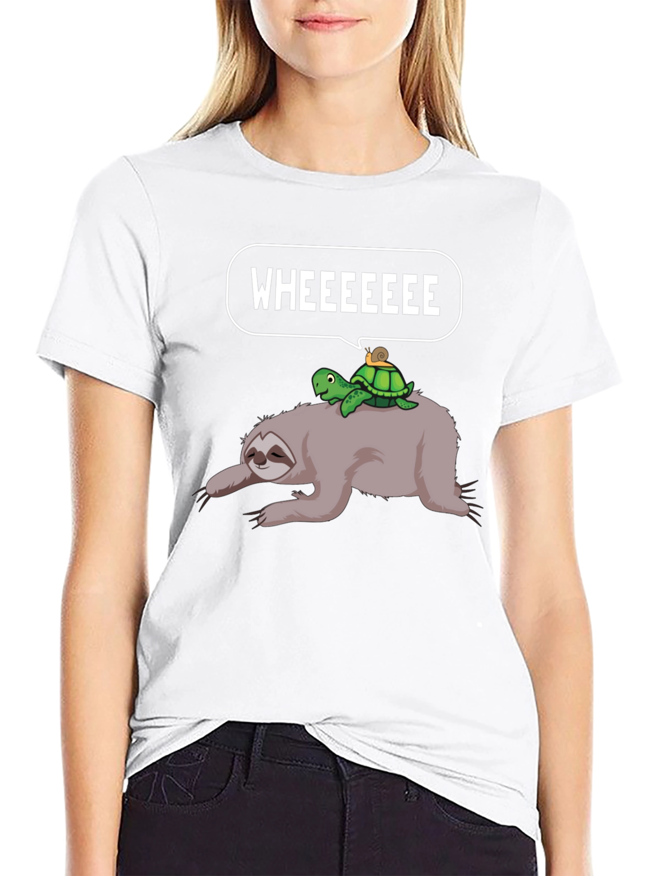 Sloth Turtle Snail Wheeeeee Graphic T-Shirt