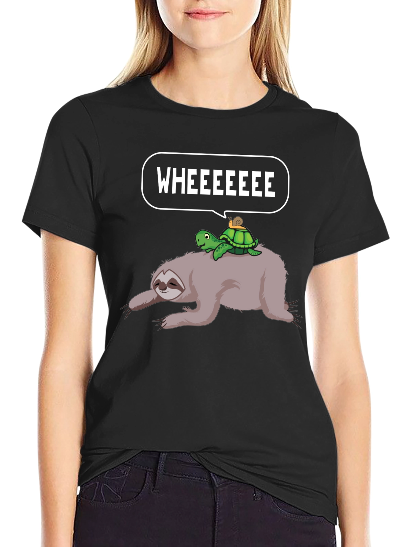 Sloth Turtle Snail Wheeeeee Graphic T-Shirt