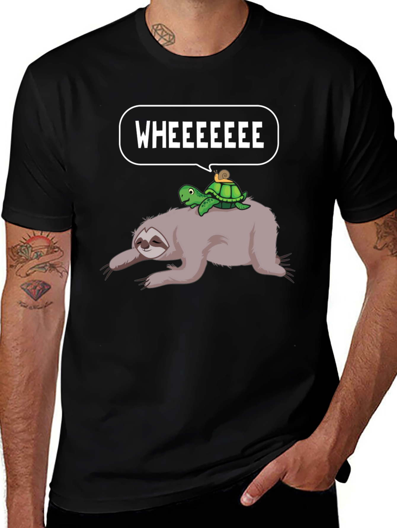 Sloth Turtle Snail Wheeeeee Graphic T-Shirt
