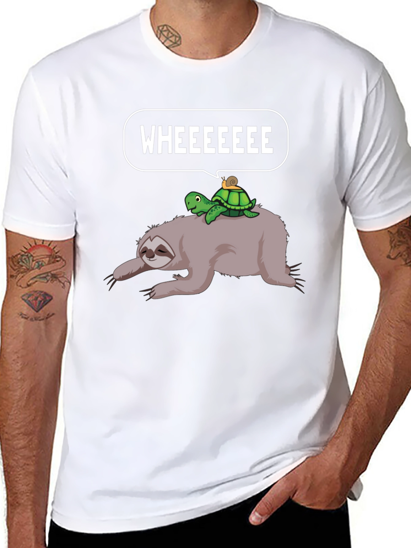Sloth Turtle Snail Wheeeeee Graphic T-Shirt