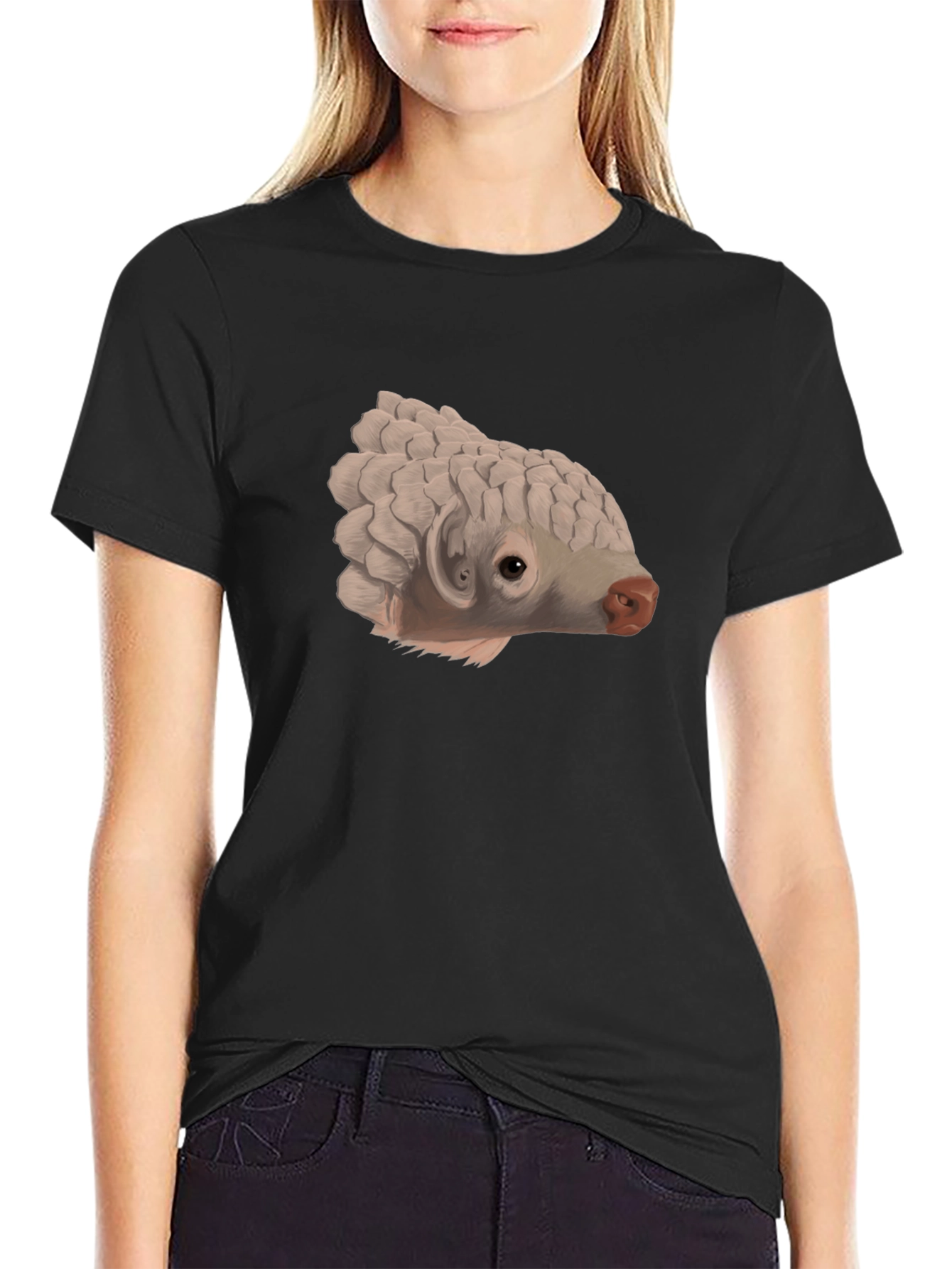 Unique Pangolin Graphic Black T-Shirt