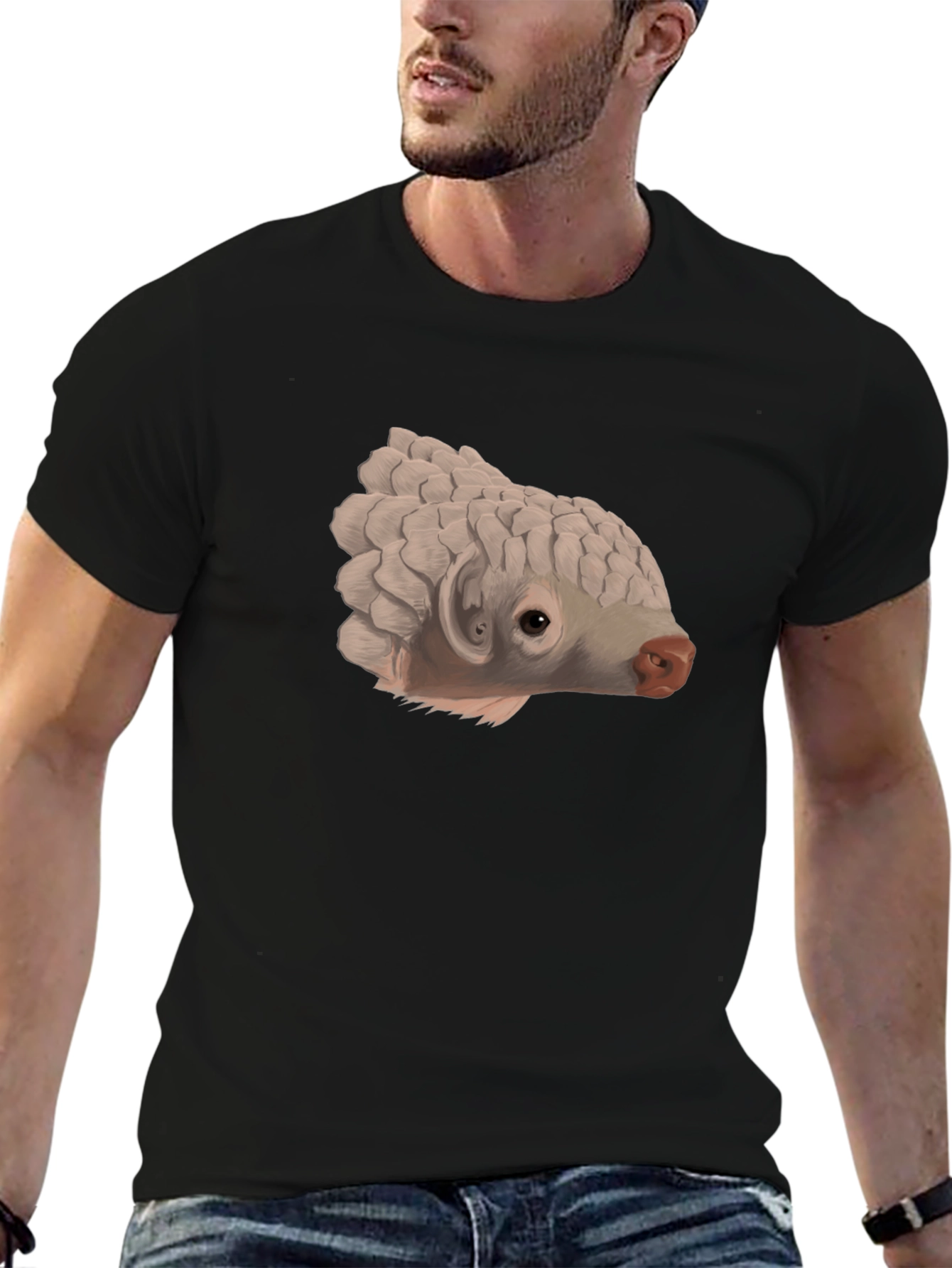 Unique Pangolin Graphic Black T-Shirt