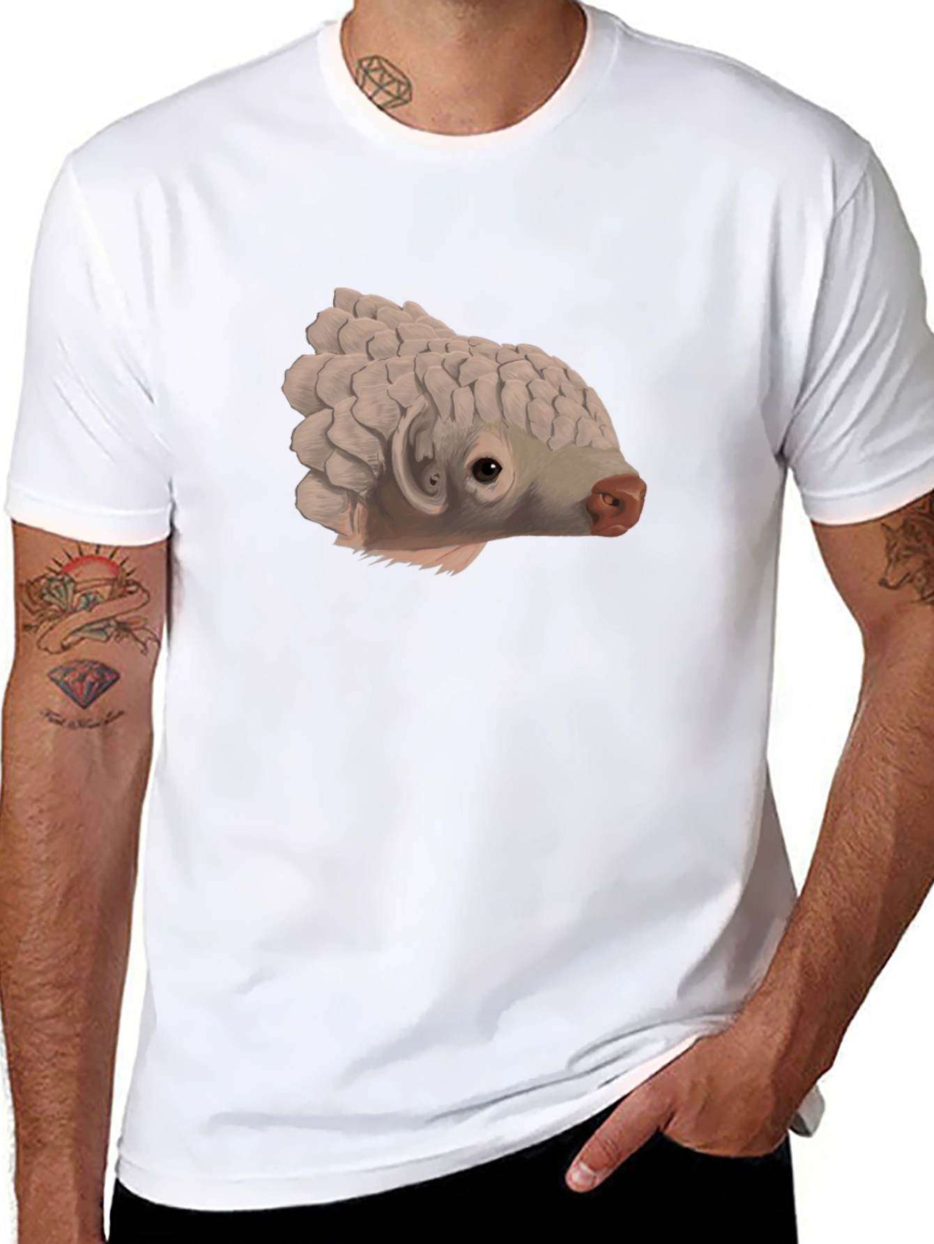 Unique Pangolin Graphic Black T-Shirt