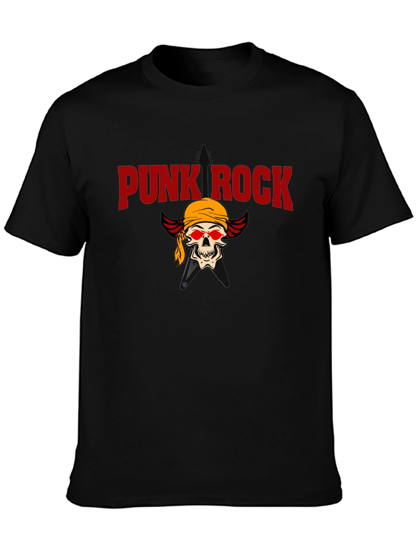 Punk Rock Skull Graphic Tee - Black