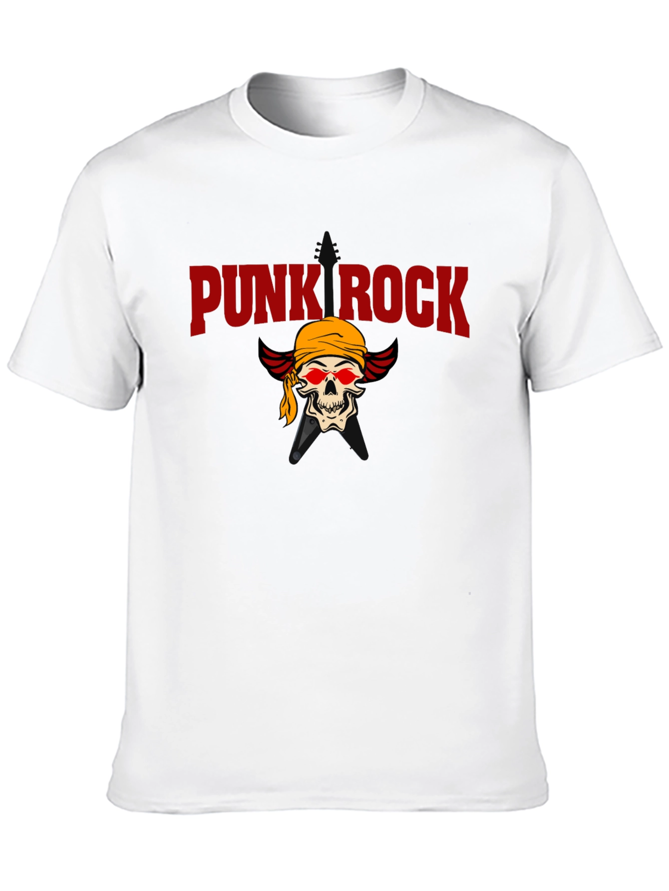 Punk Rock Skull Graphic Tee - Black