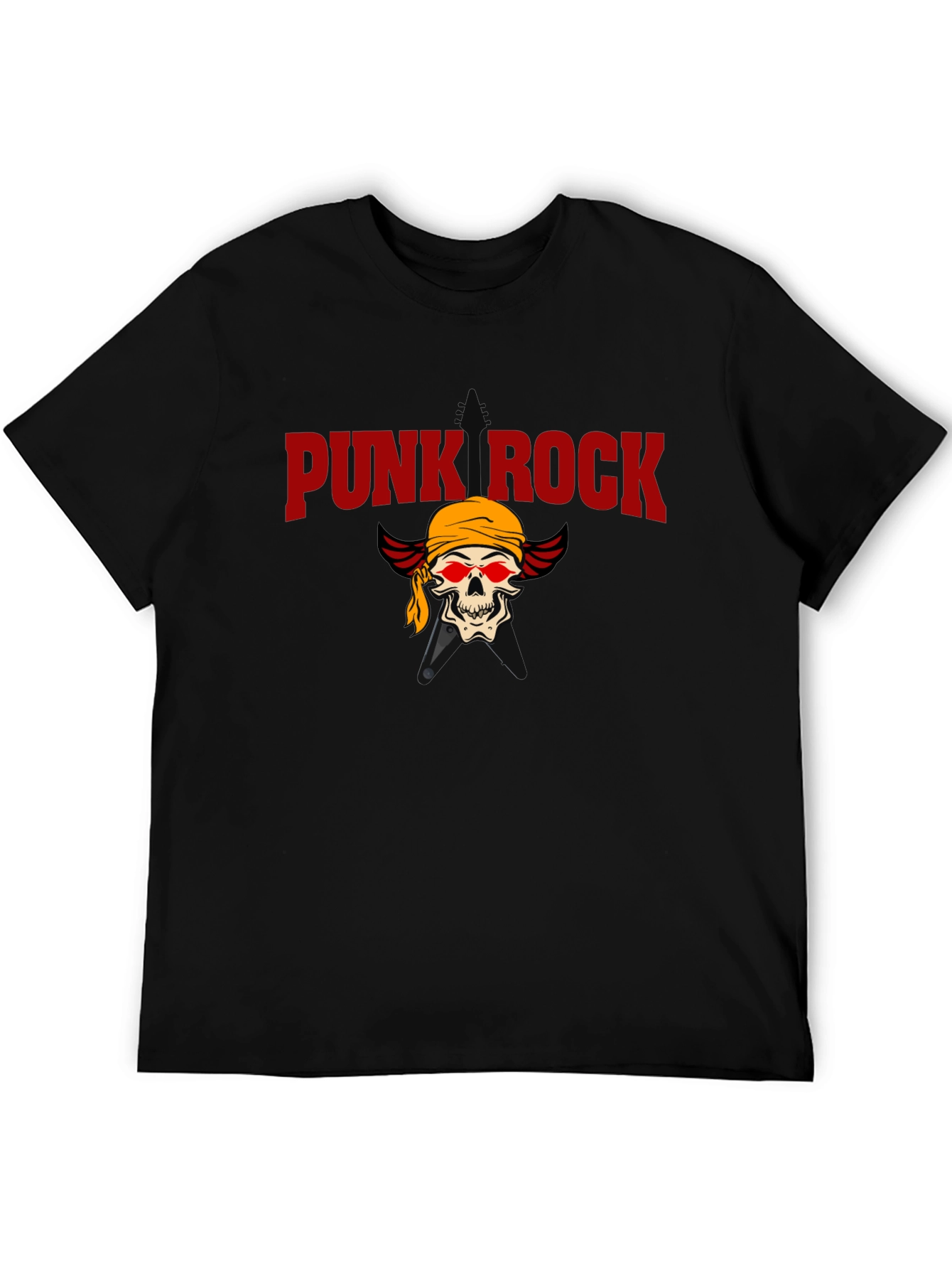 Punk Rock Skull Graphic Tee - Black