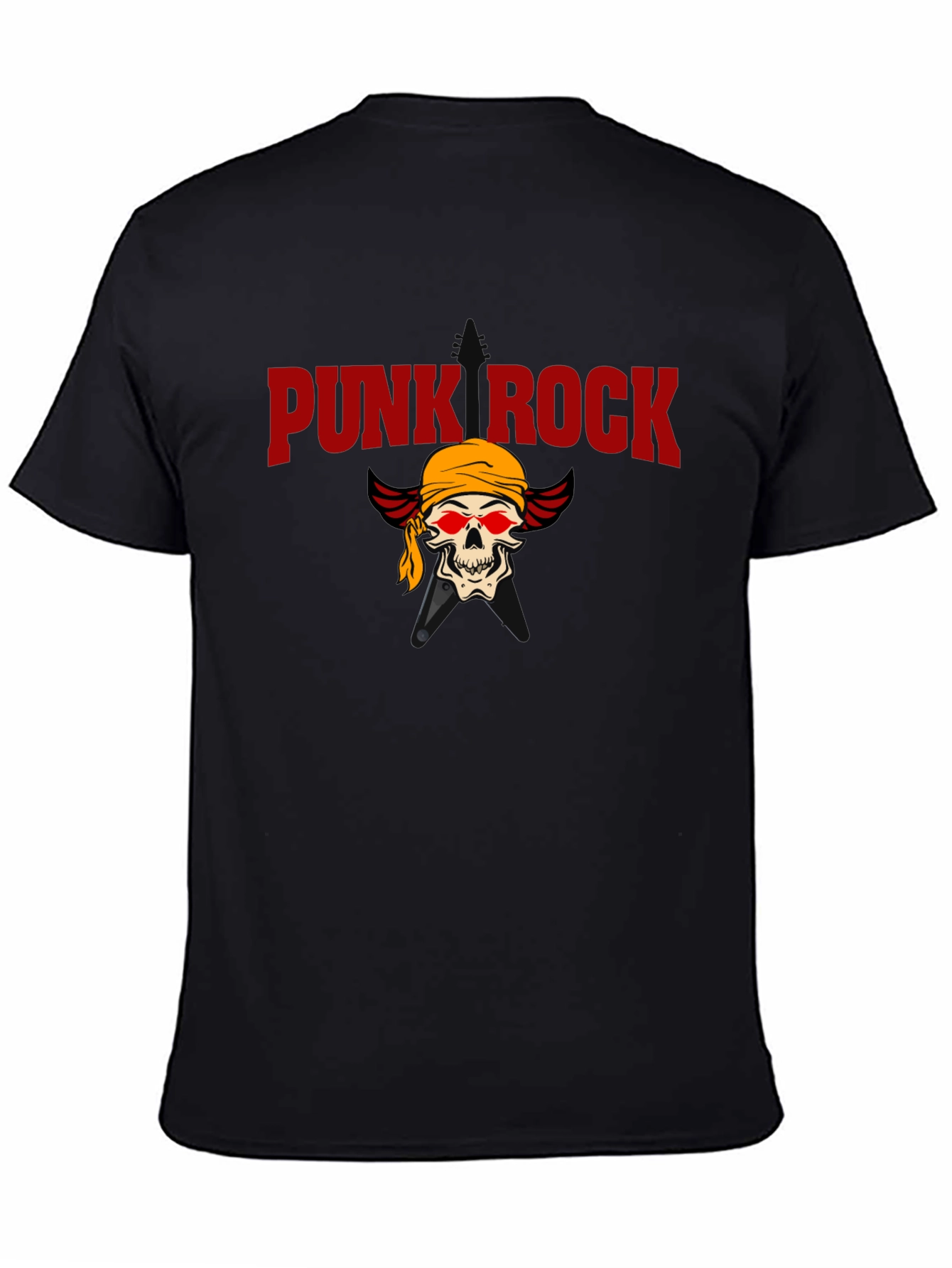 Punk Rock Skull Graphic Tee - Black