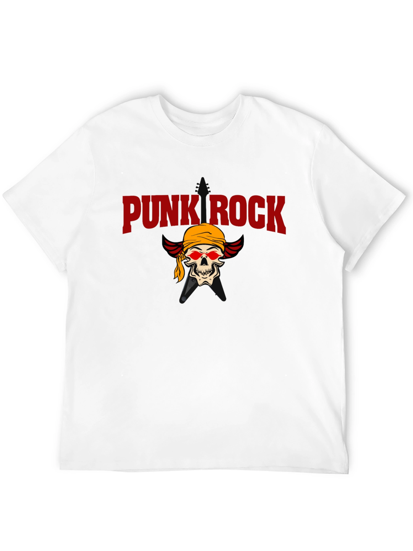 Punk Rock Skull Graphic Tee - Black